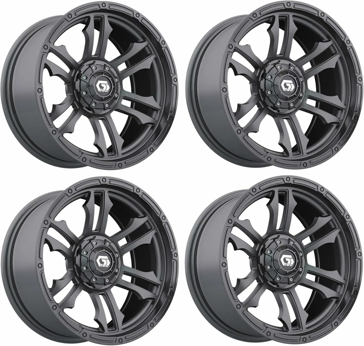 GTW Shogun 15-Inch Gloss Gunmetal Golf Cart Wheel Set