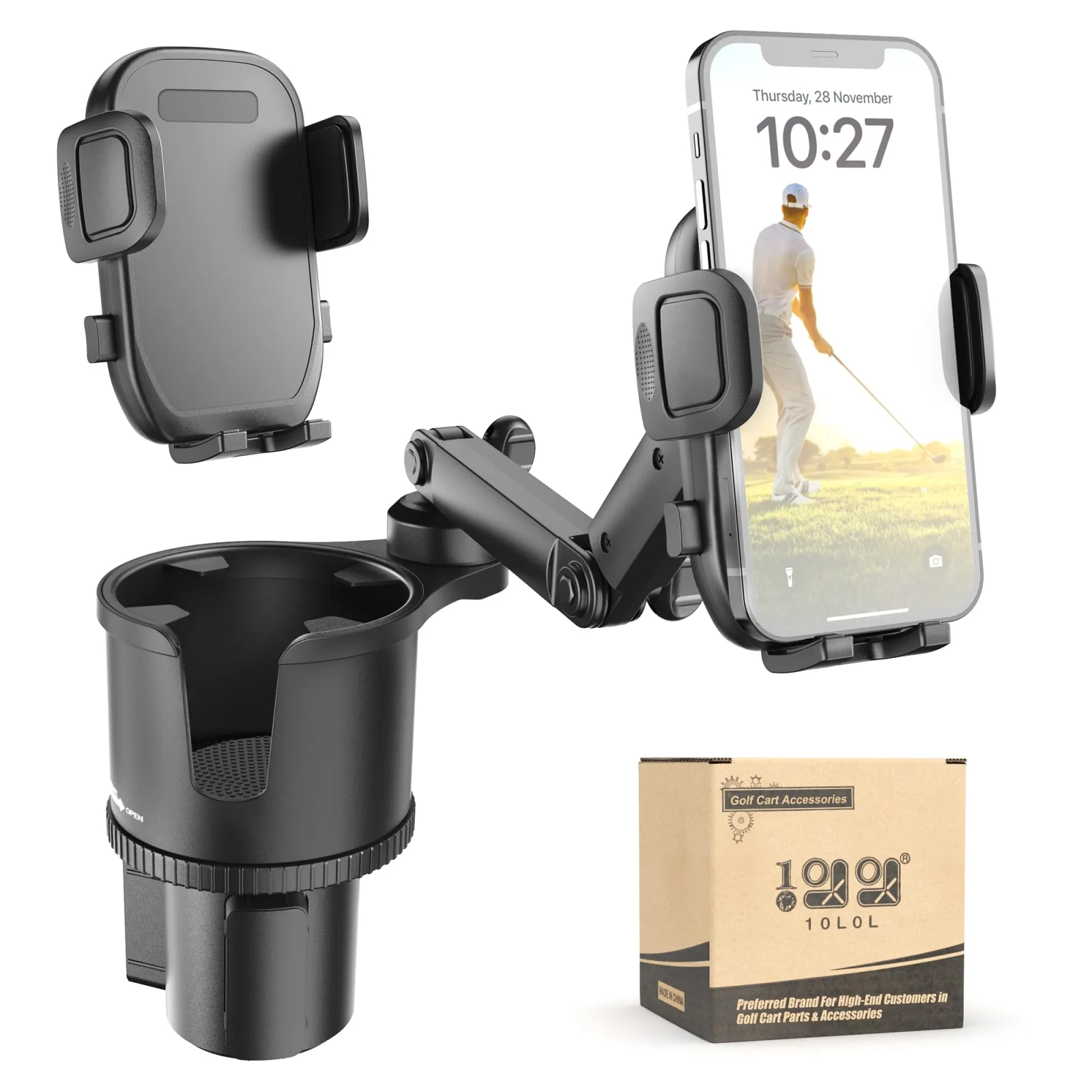 10L0L Golf Cart Cup Holder Phone Mount