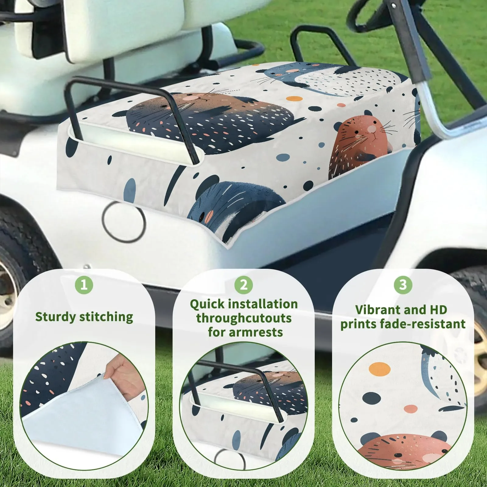 Tiveruda Golf Cart Seat Cover for Double Seats image 3