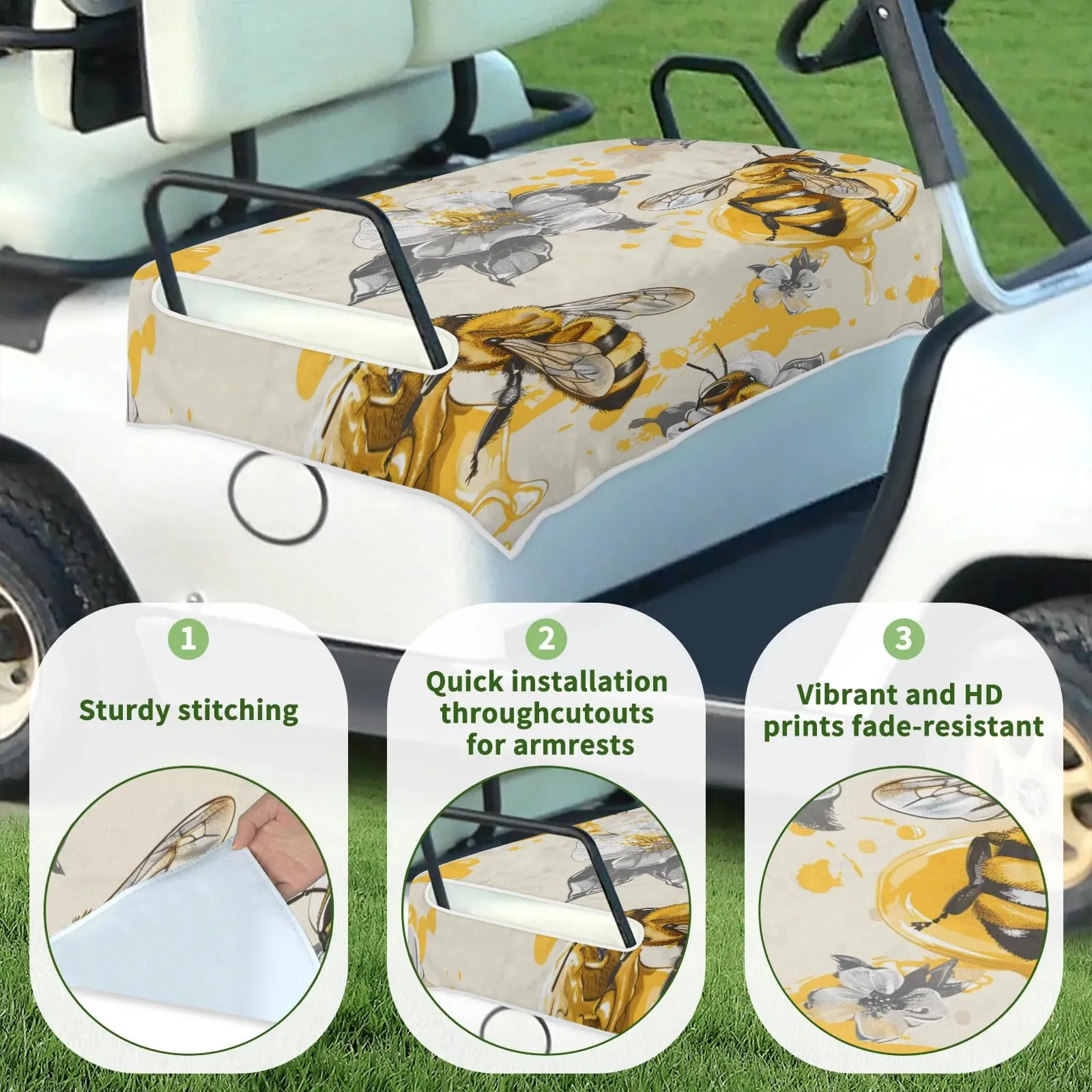 Tiveruda Golf Cart Seat Cover for Double Seats, 51 x 31 in image 3