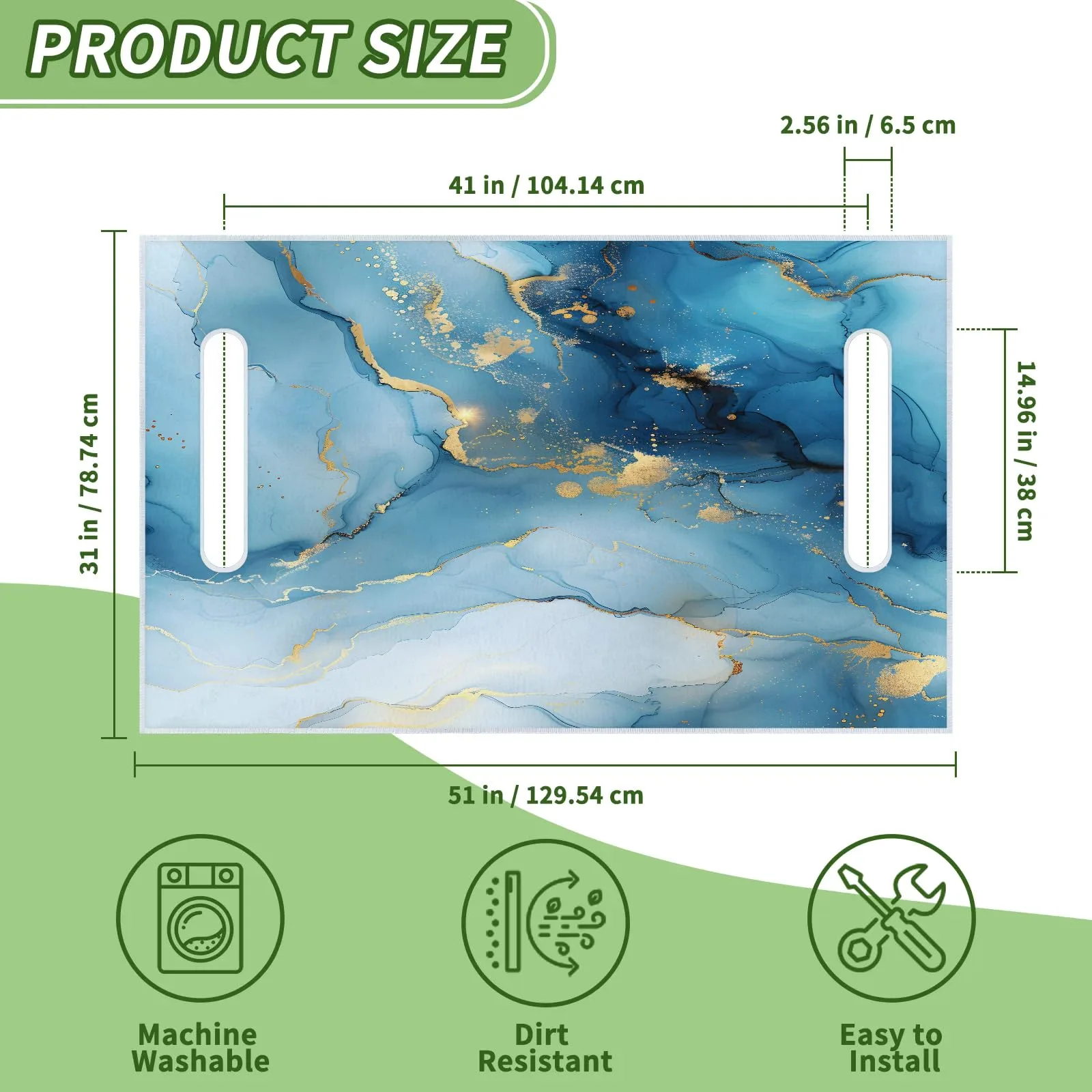 Tiveruda Golf Cart Seat Cover Blanket, Blue Marble 51 x 31 in image 2