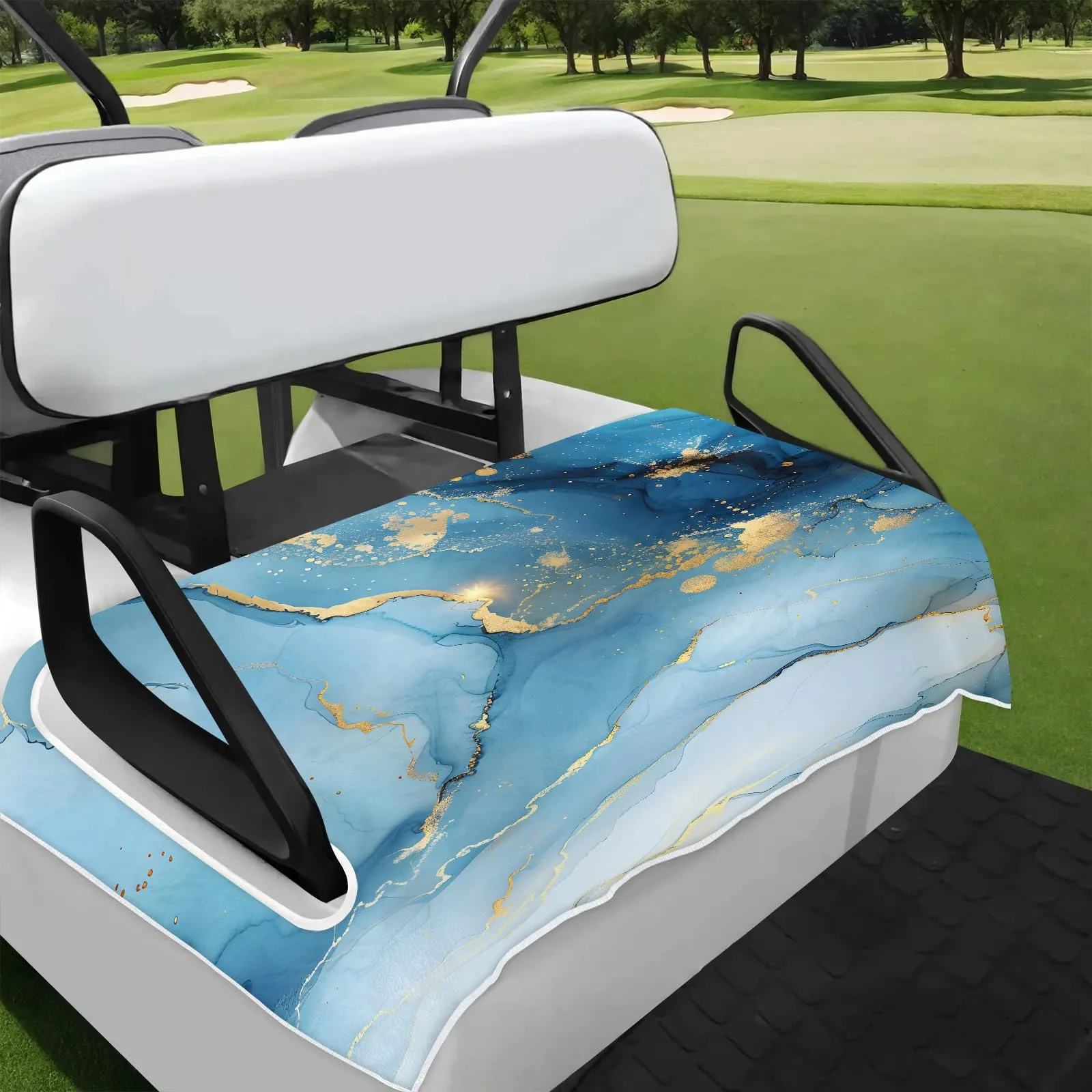 Tiveruda Golf Cart Seat Cover Blanket, Blue Marble 51 x 31 in
