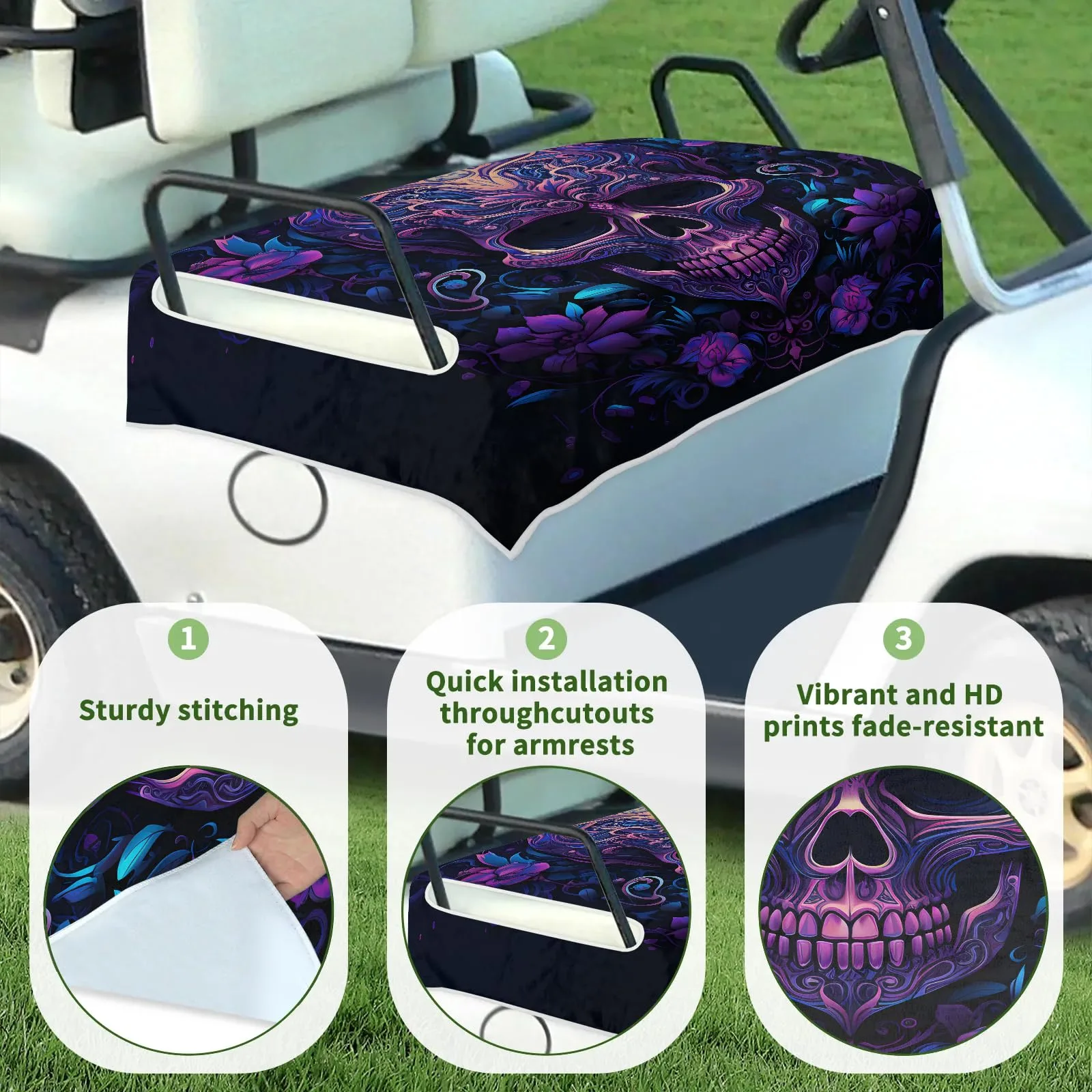 Tiveruda Golf Cart Seat Cover for Double Seats image 3