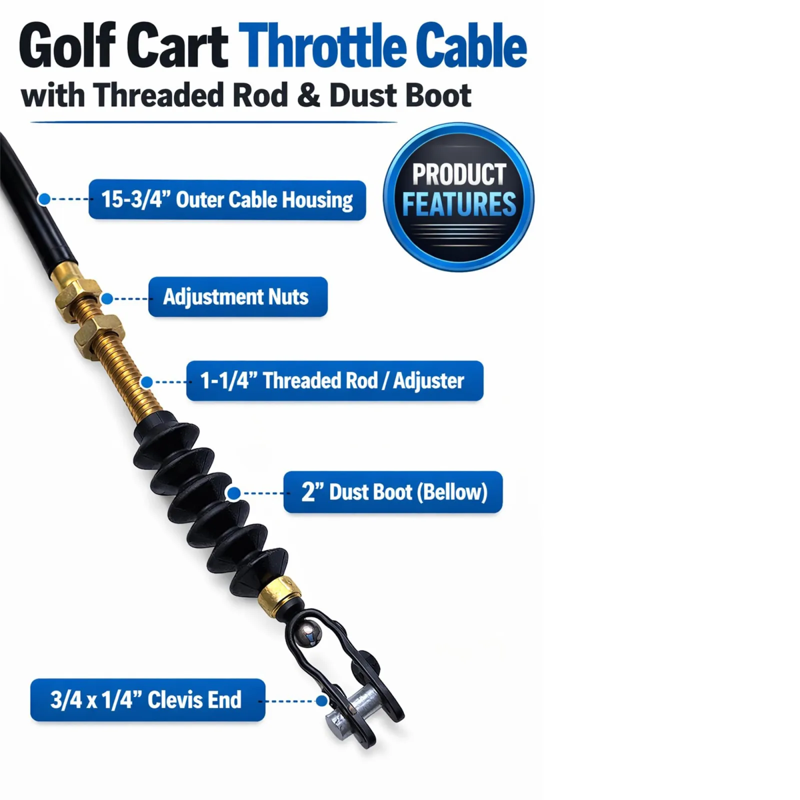 Performance Plus Carts Yamaha Golf Cart Throttle Cable 350 image 2