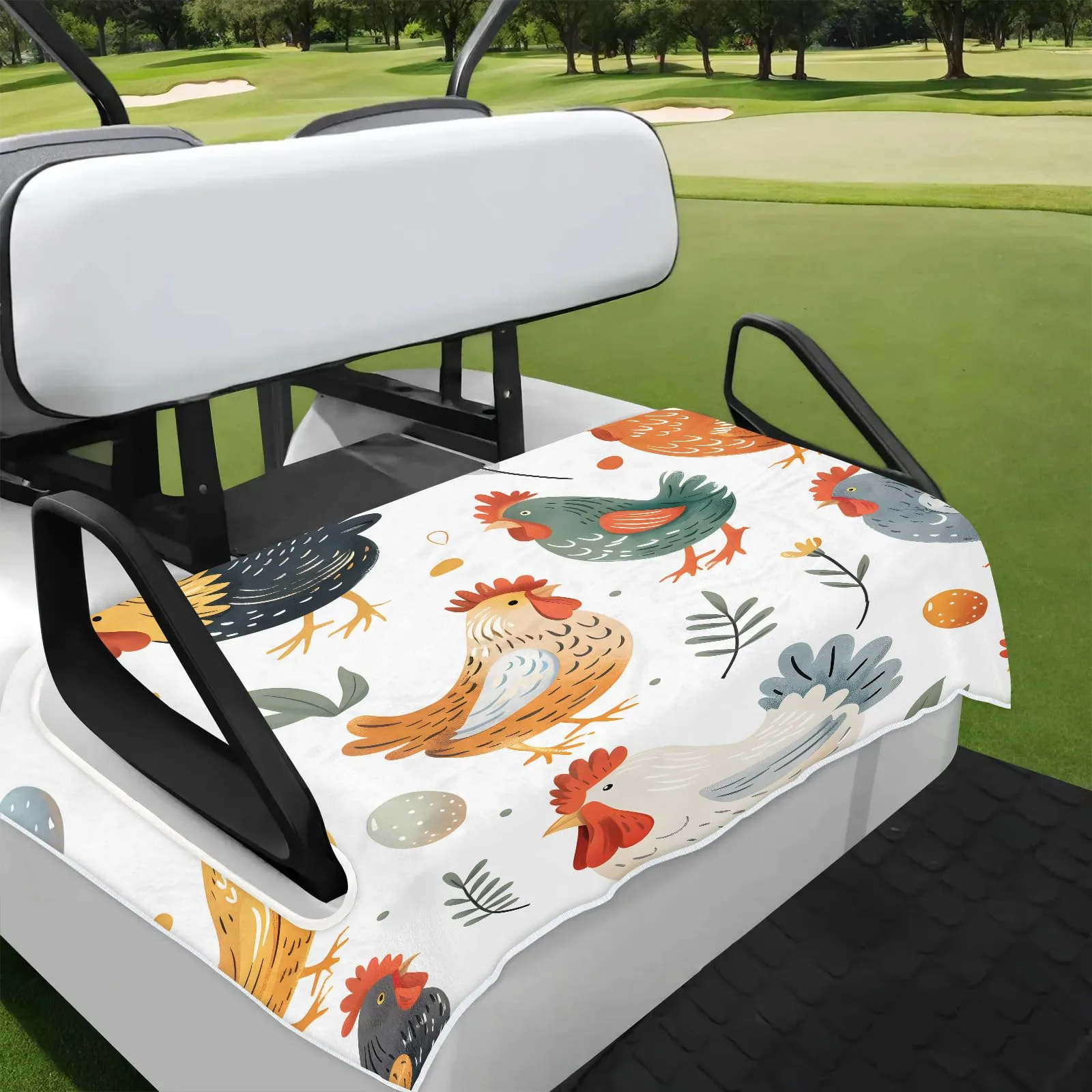Tiveruda Rooster Golf Cart Seat Cover 51" x 31" for Double Seats