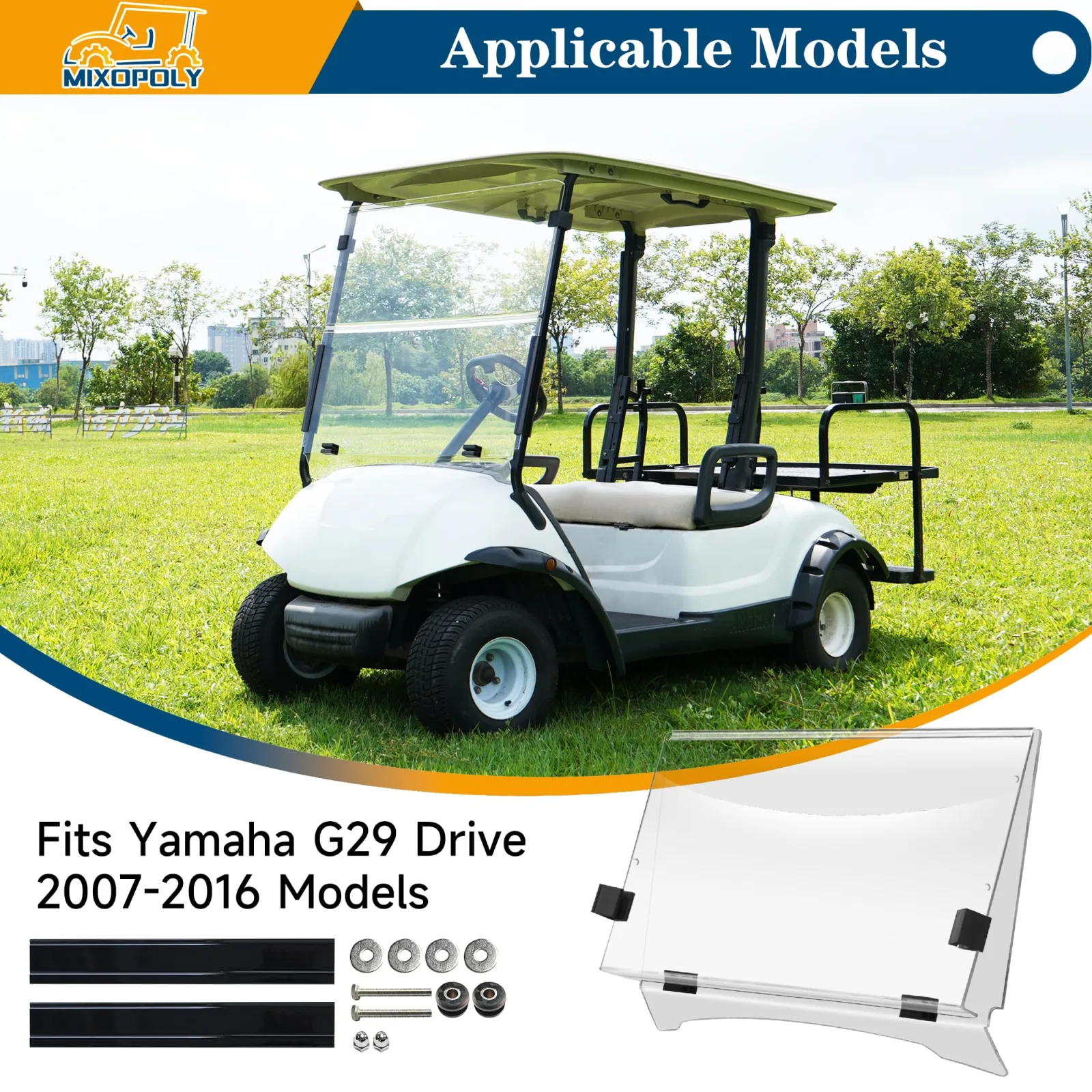 Mixopoly Yamaha G29/Drive Fold-Down Windshield JW1-K7200-20 image 2
