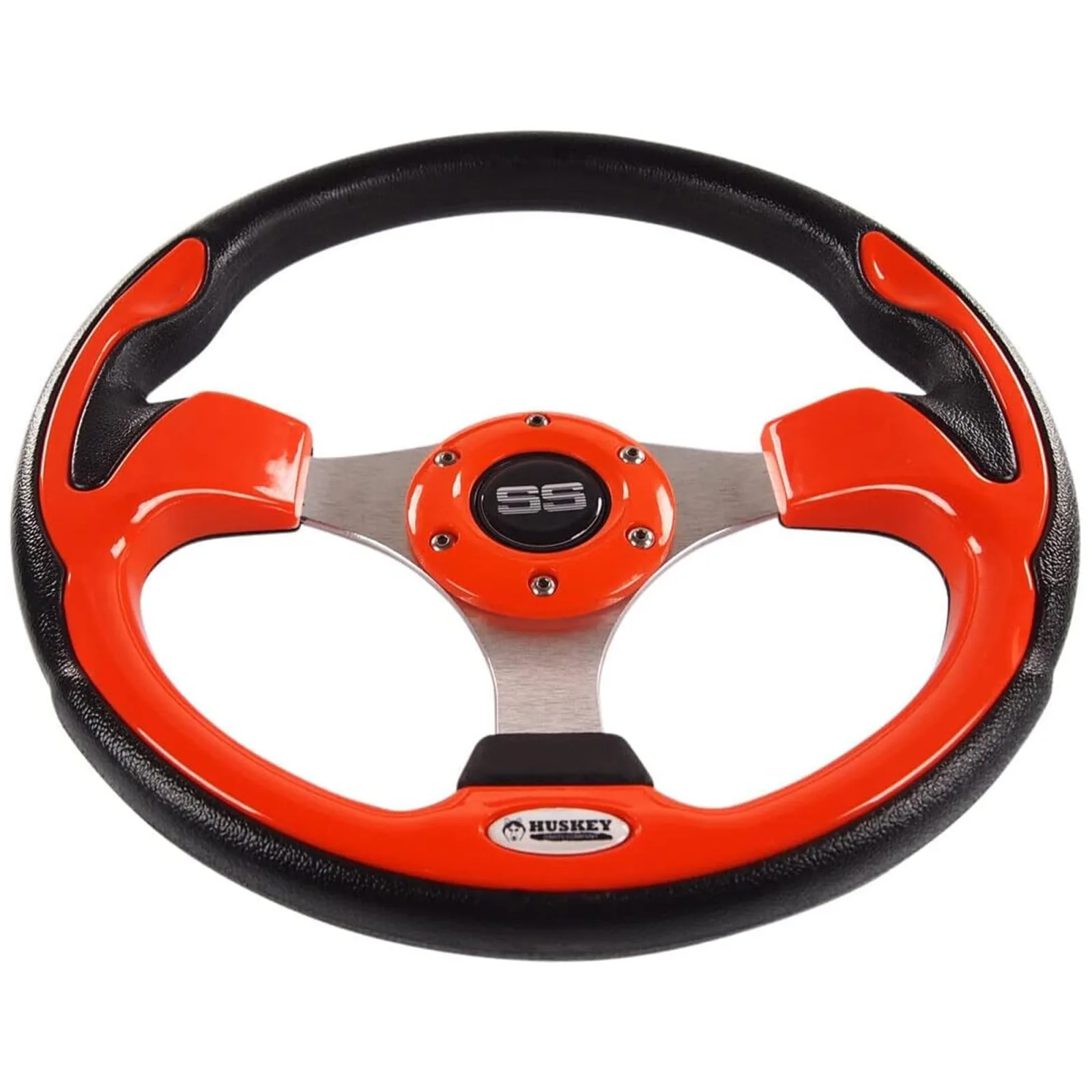 Huskey Parts 12.5" Orange Steering Wheel w/ Chrome Adapter for E-Z-GO - 175036376446 image 3