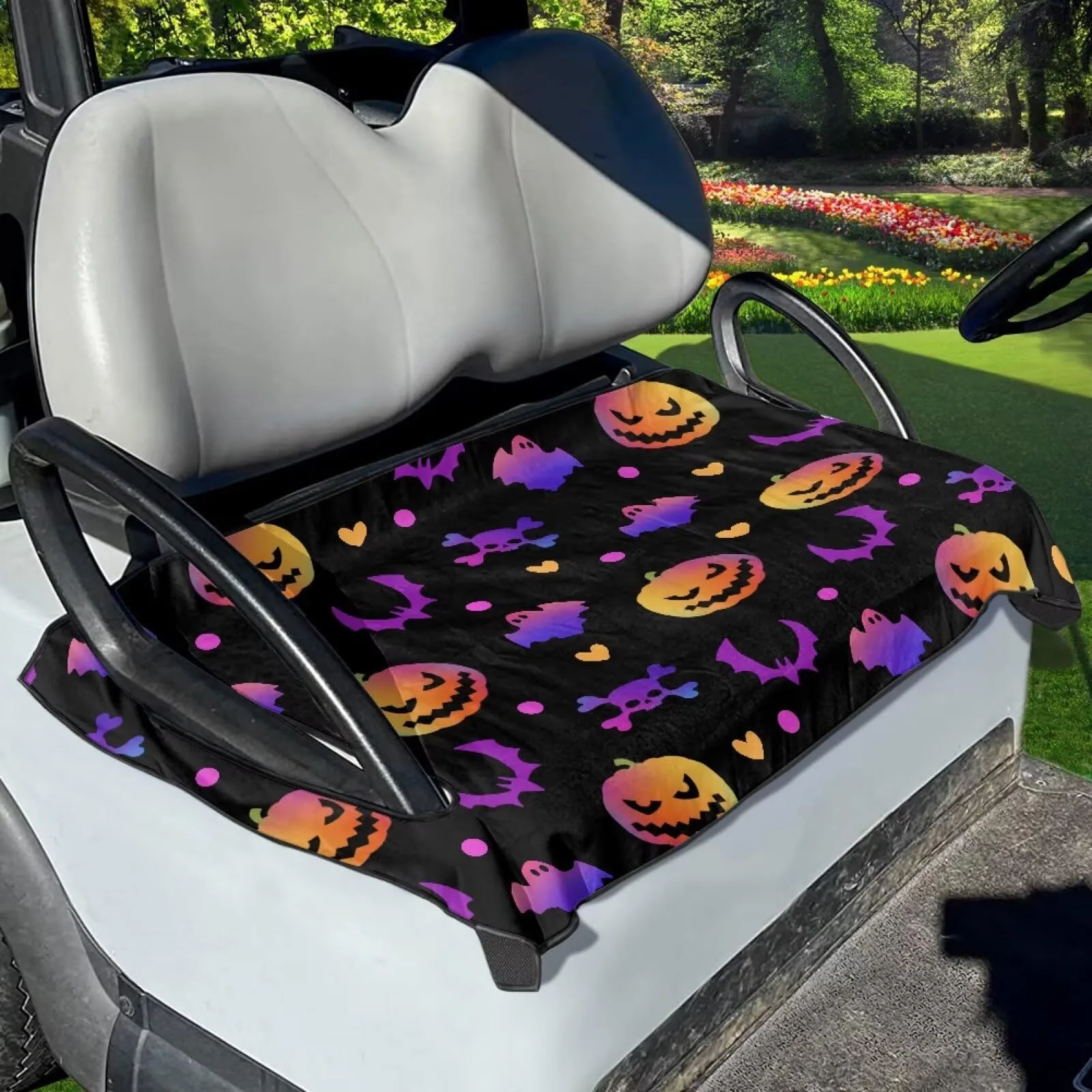 Whosucclay Bat Pumpkin Golf Cart Front Seat Cover