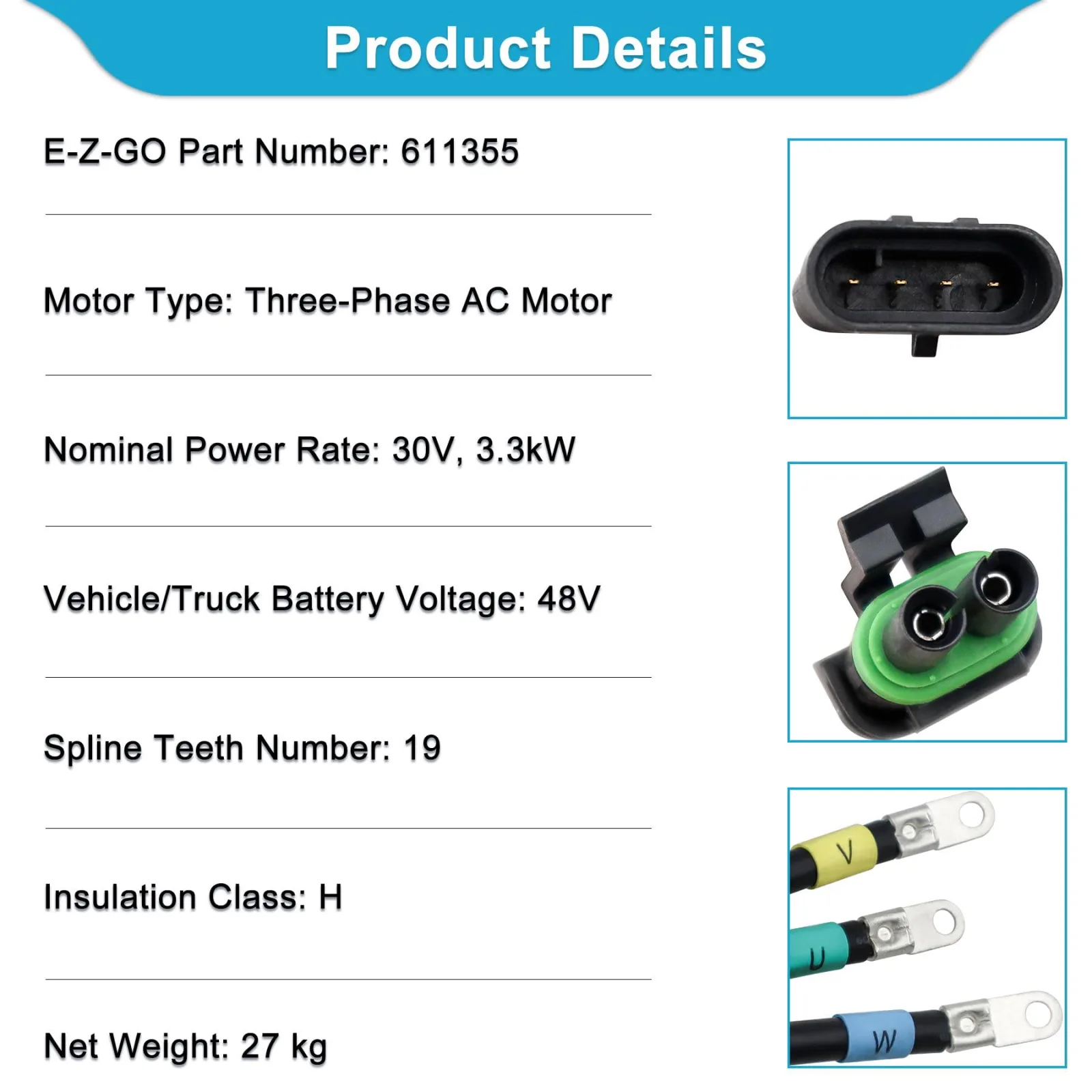 Cotether 48V AC Motor for E-Z-GO RXV and 2Five image 4