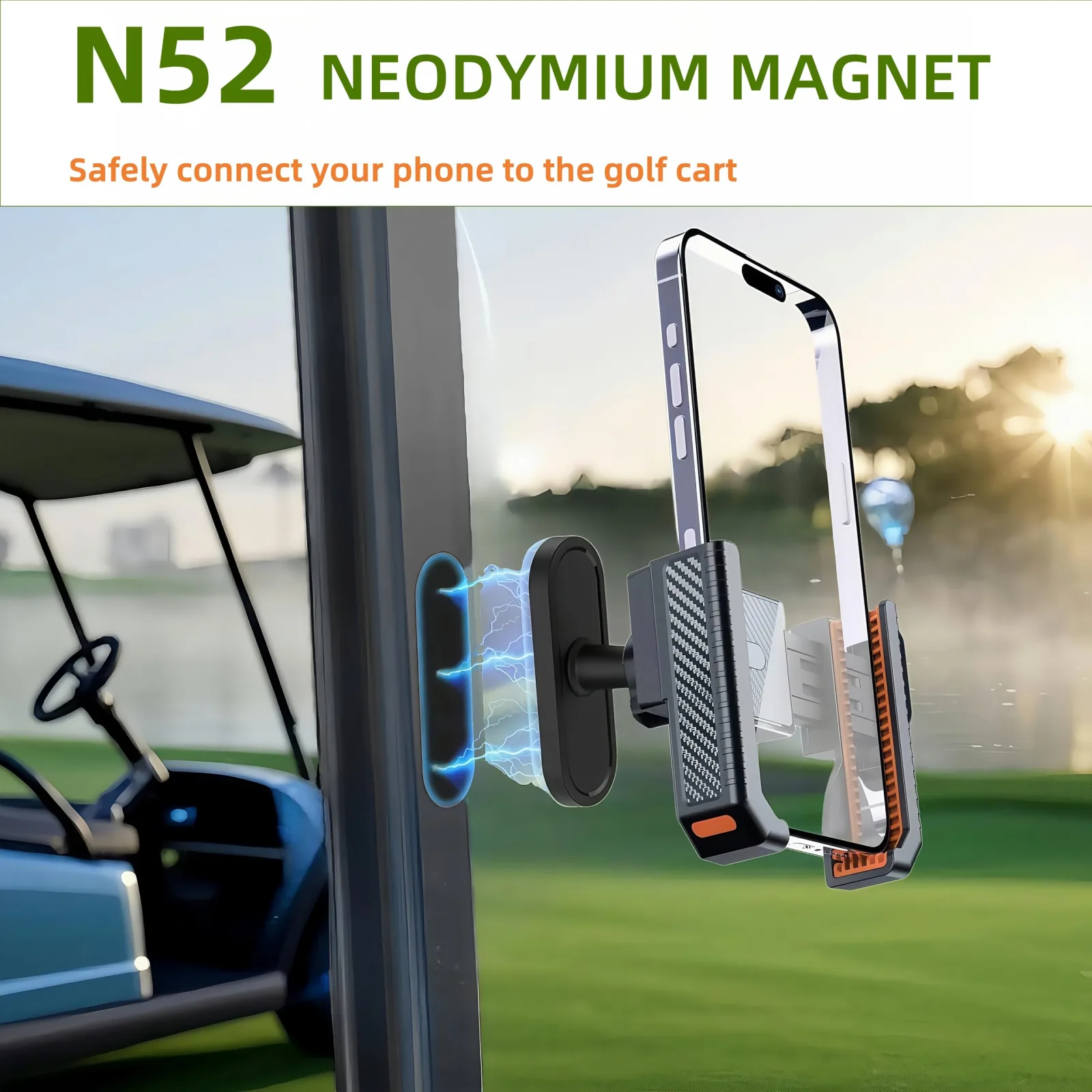 GENOUR Magnetic Golf Cart Phone Holder for E-Z-GO and Club Car image 4