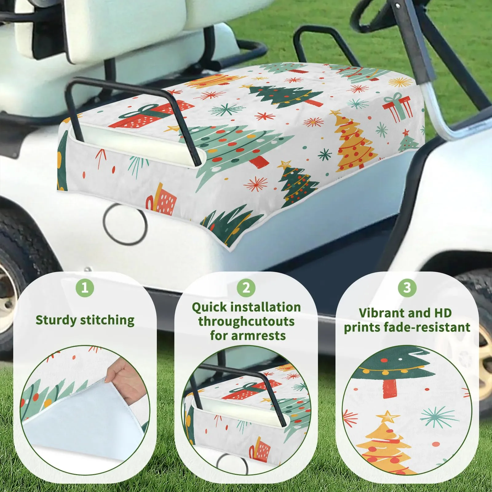 Tiveruda Golf Cart Seat Cover for Double Seats image 3