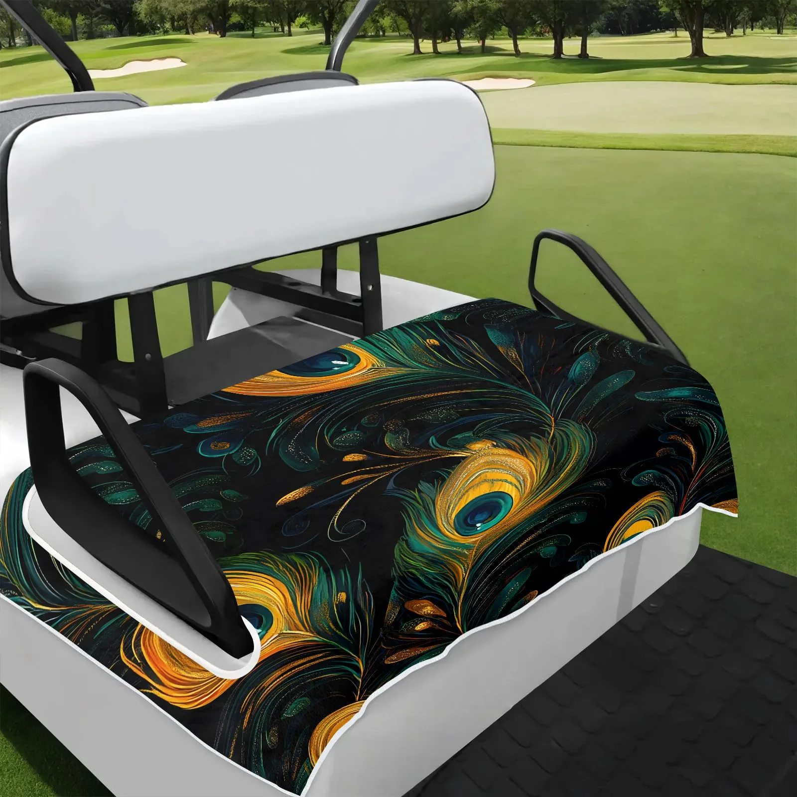 Tiveruda Peacock Feather Golf Cart Seat Cover 51 x 31 in