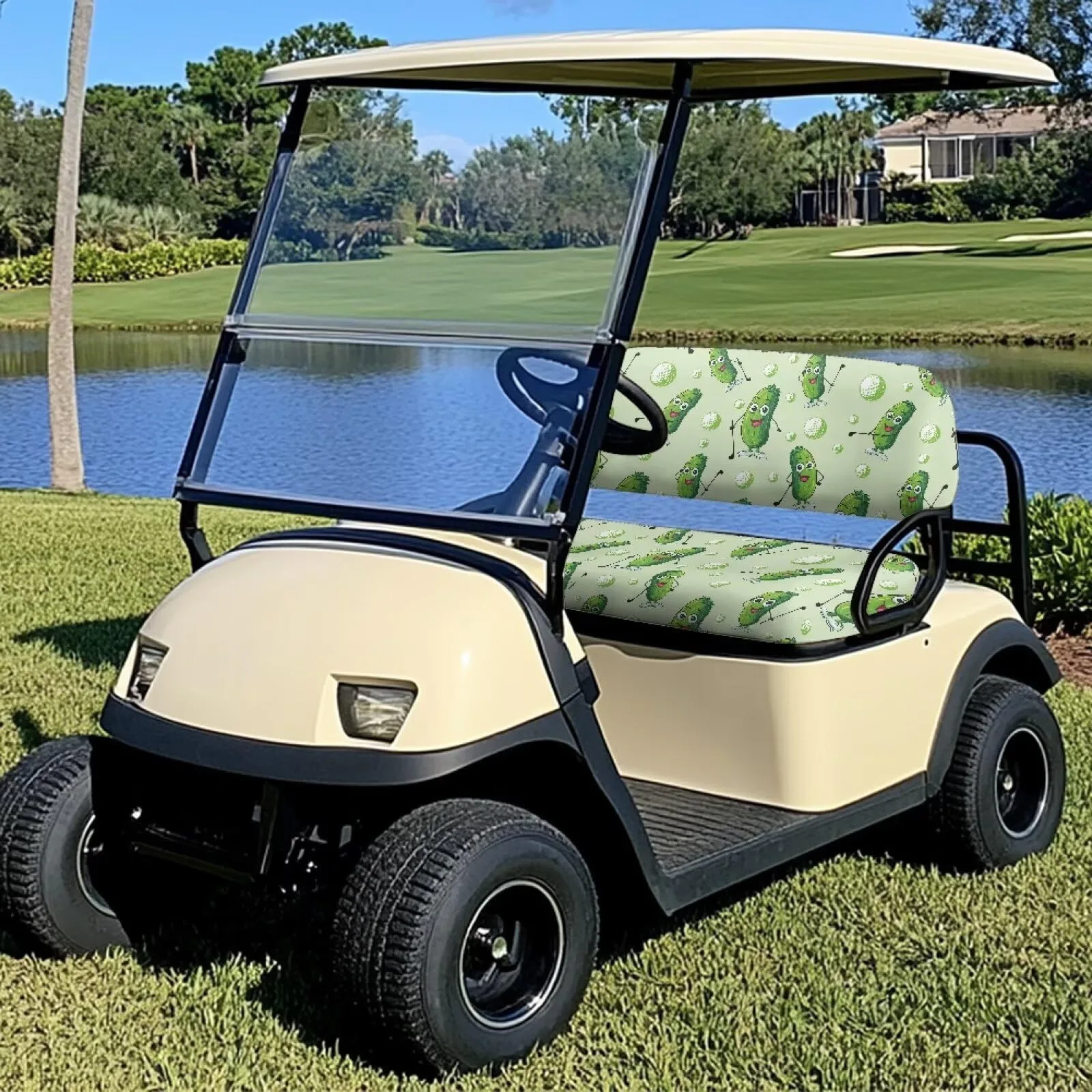 Knextrepoy Golf Cart Seat Covers, Pickle Golf Ball Design image 2