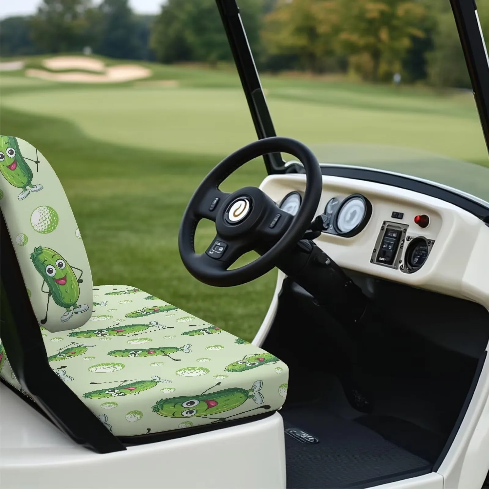 Knextrepoy Golf Cart Seat Covers, Pickle Golf Ball Design image 4