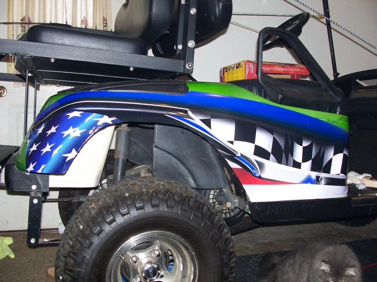 GO14 Golf Cart American Flag Side Wrap Decal Set image 2