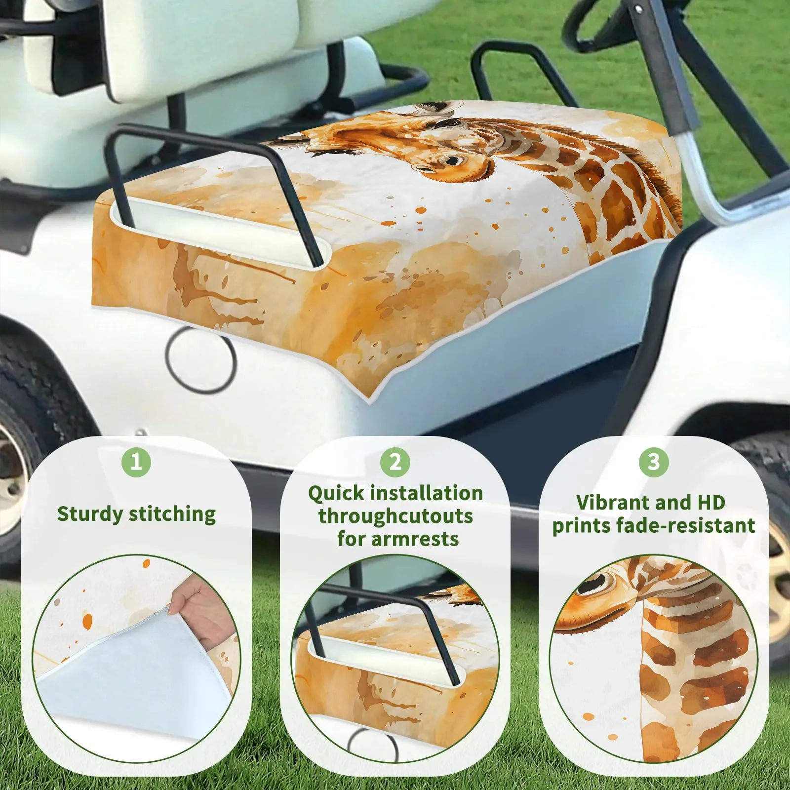 Tiveruda Giraffe Print Golf Cart Seat Cover 51 x 31 in image 2