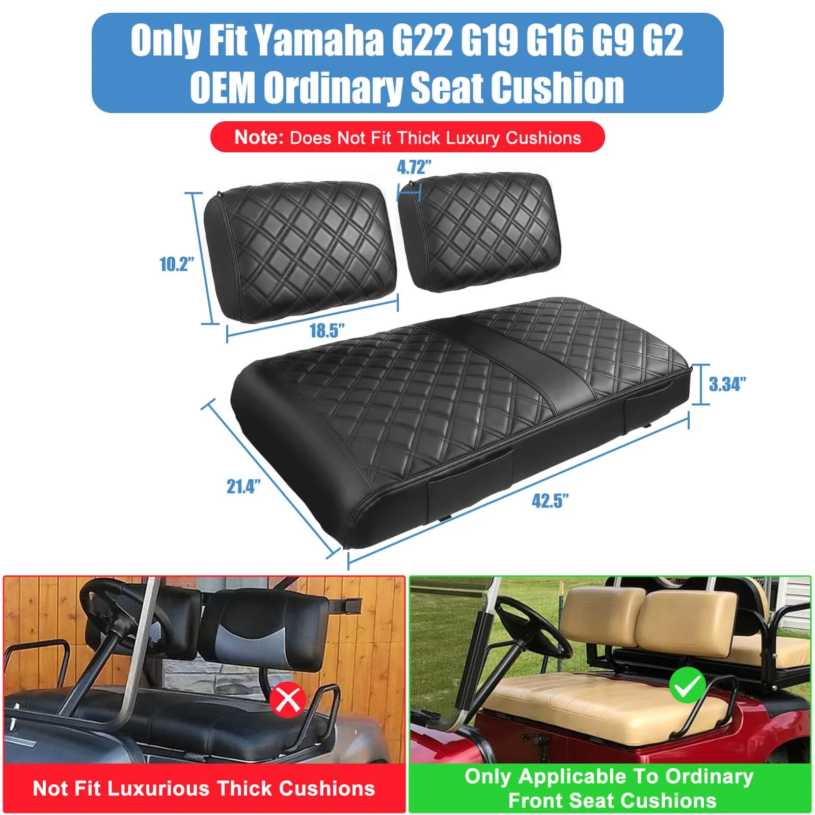 MOSNAI Front Seat Covers for Yamaha G2-G22, Black image 2