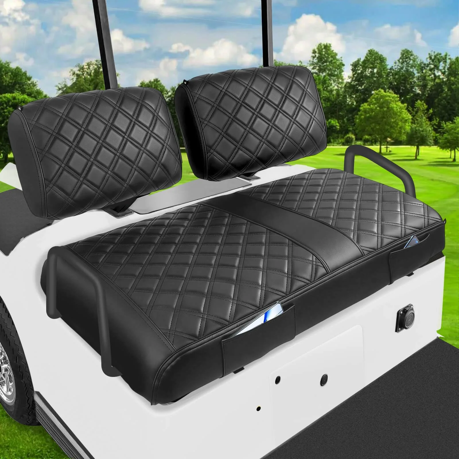 MOSNAI Front Seat Covers for Yamaha G2-G22, Black