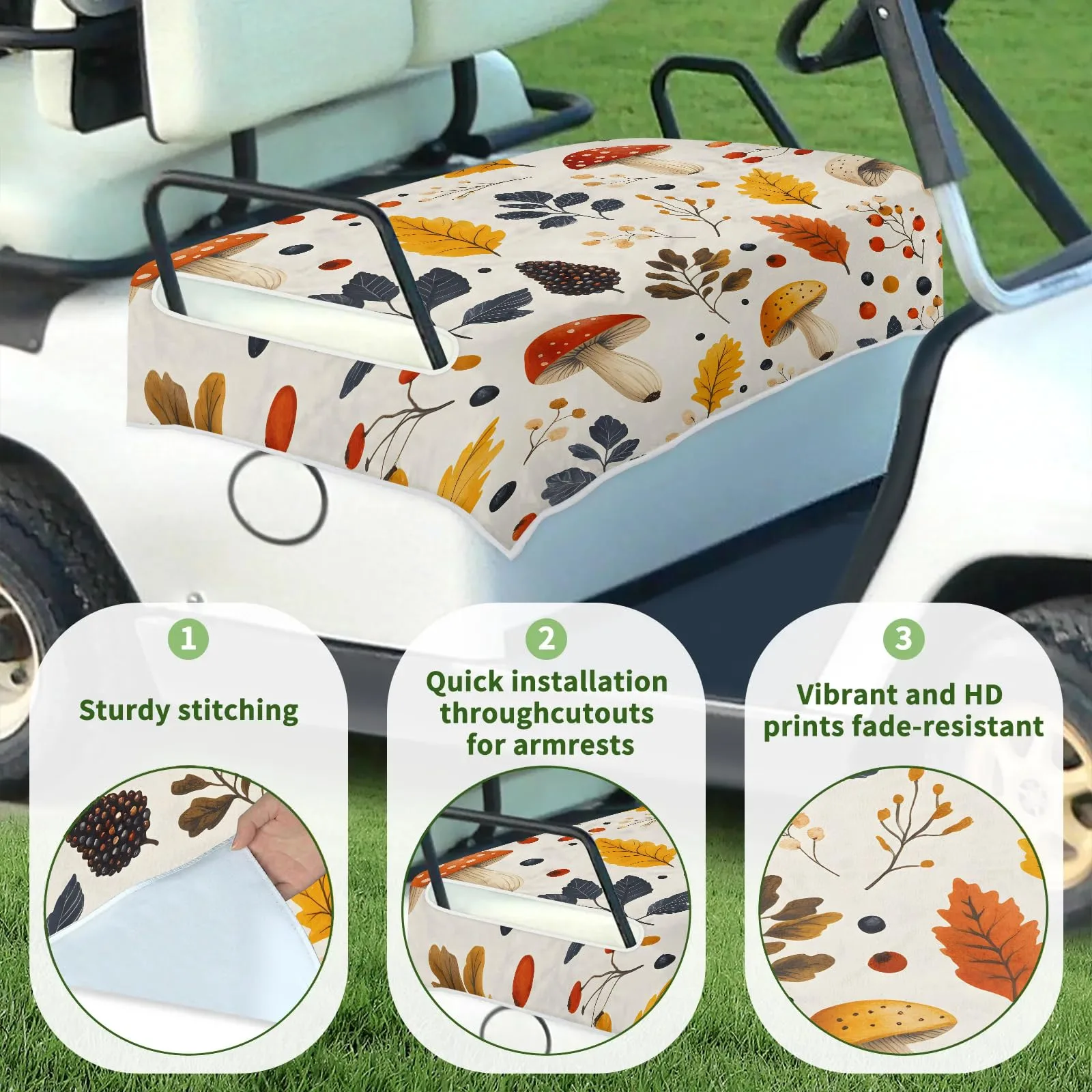 Tiveruda Golf Cart Seat Cover, Mushroom Autumn Berries image 3