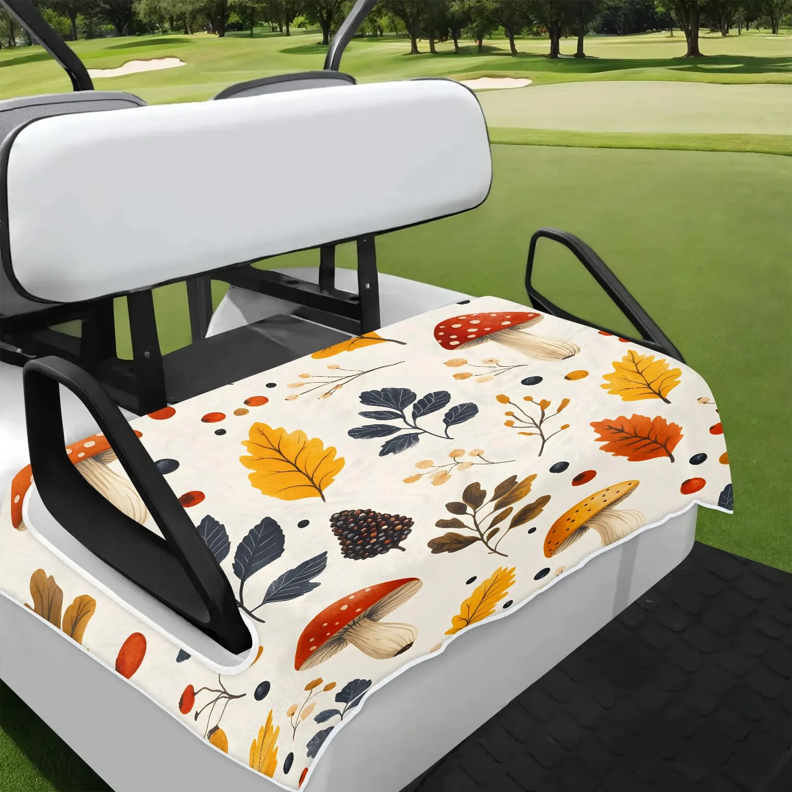Tiveruda Golf Cart Seat Cover, Mushroom Autumn Berries