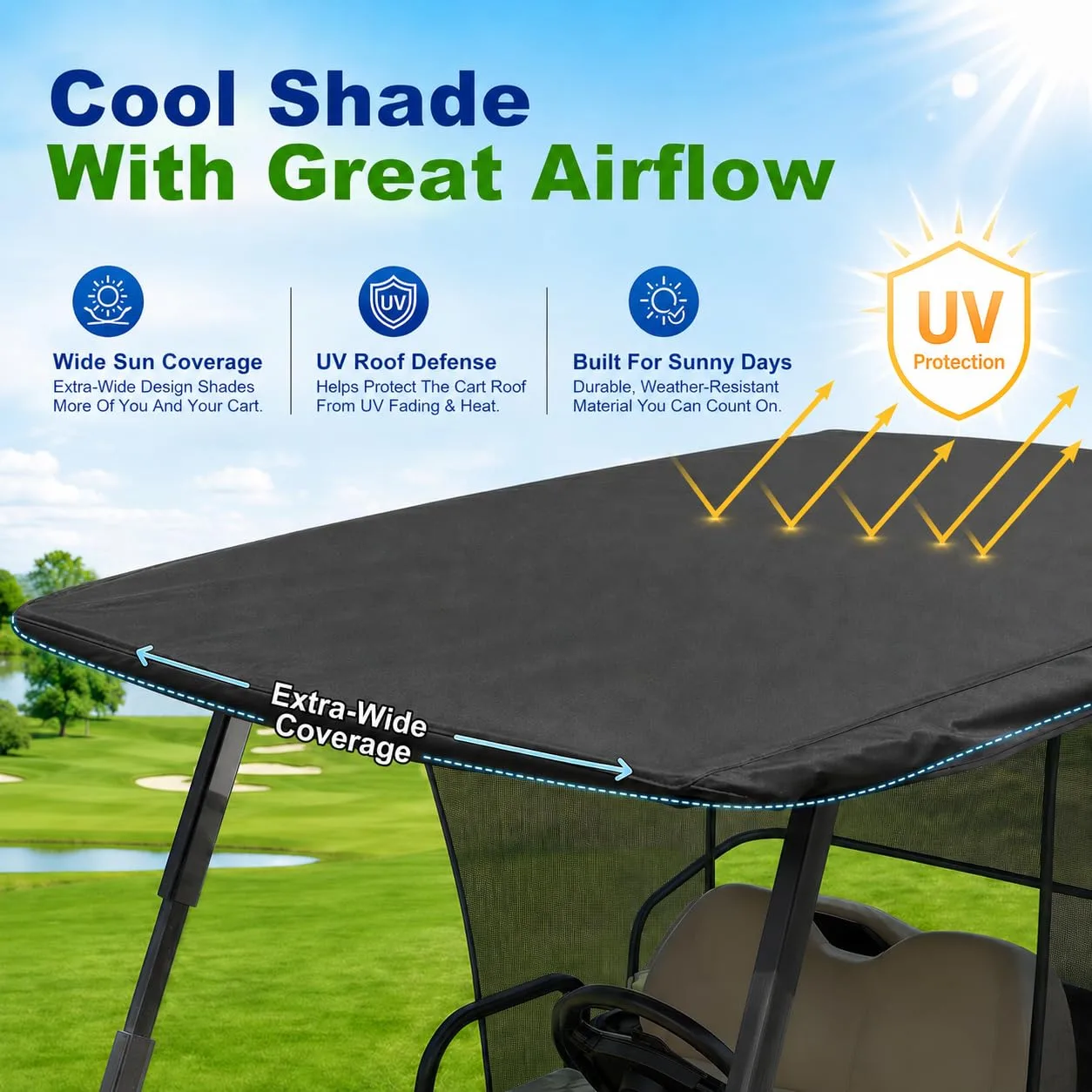 Valchoose Golf Cart Sun Shade for Club Car and E-Z-GO image 3