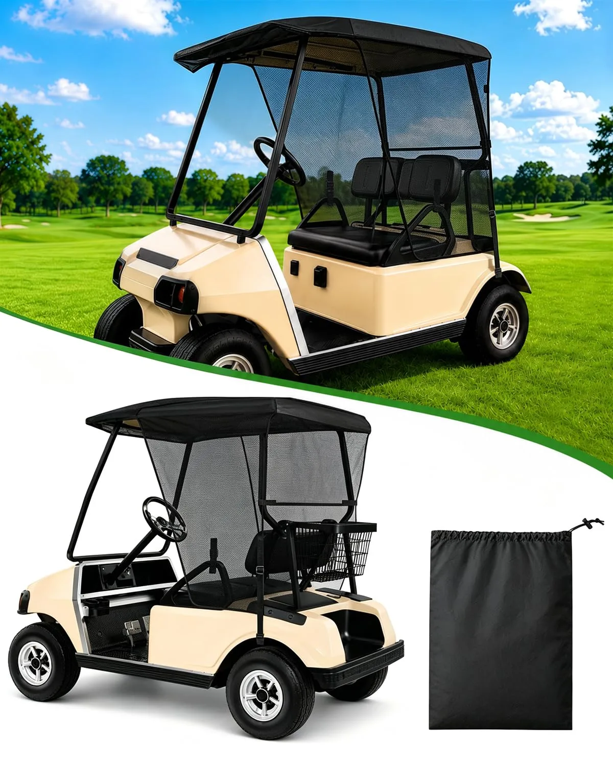 Valchoose Golf Cart Sun Shade for Club Car and E-Z-GO