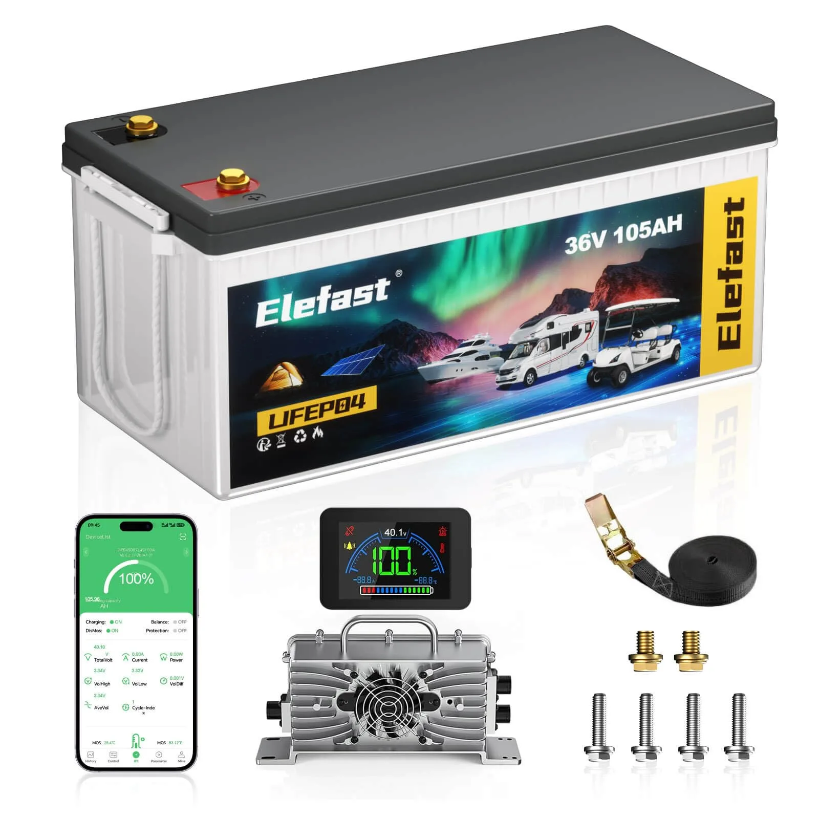 Elefast 36V 105Ah Lithium Golf Cart Battery Kit