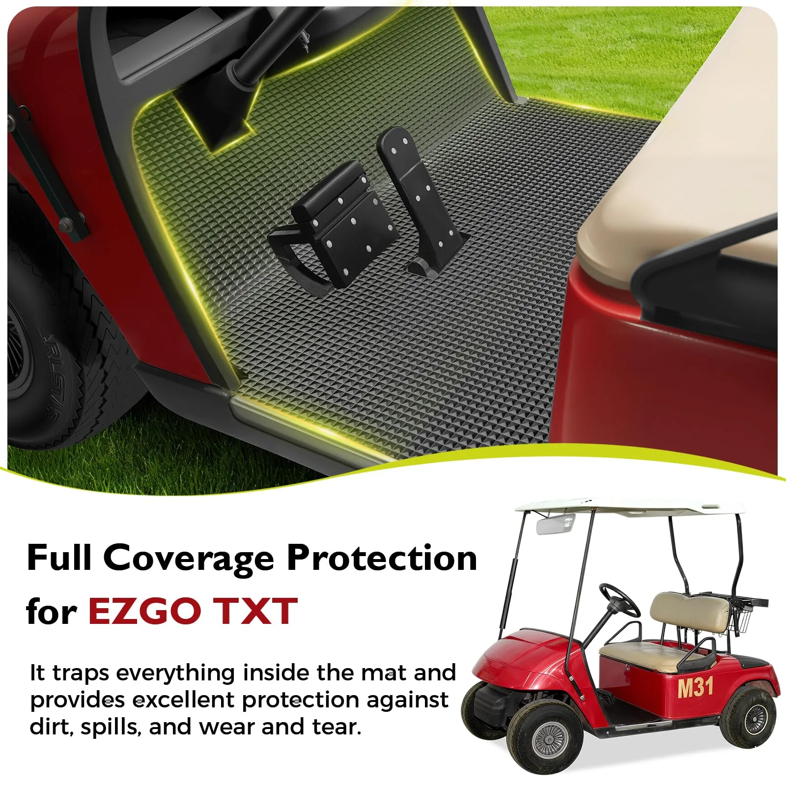 Tecoom Floor Mat for Yamaha G22 Golf Cart 2009-2013 image 2