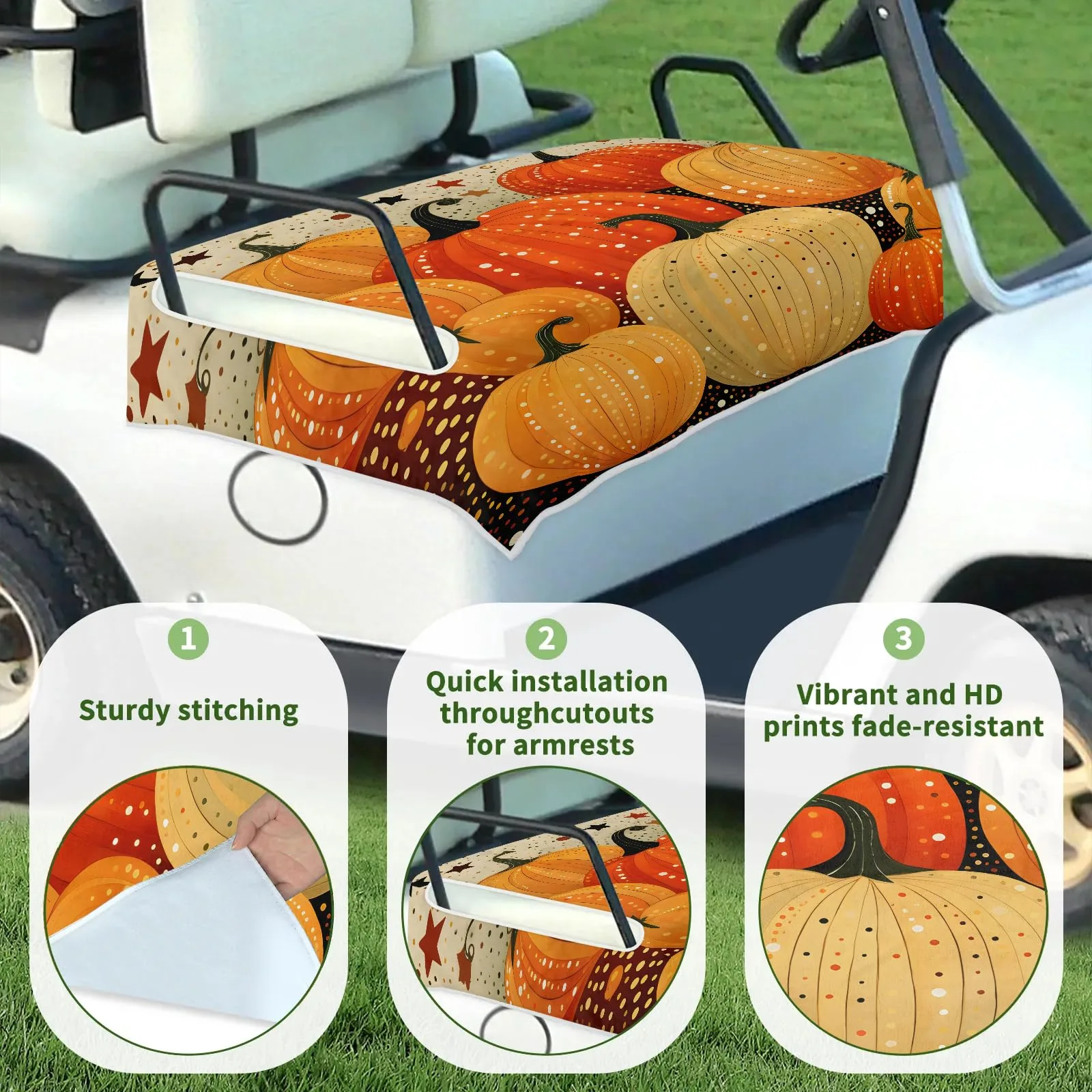 Tiveruda Halloween Pumpkin Golf Cart Seat Cover 51 x 31 in image 3