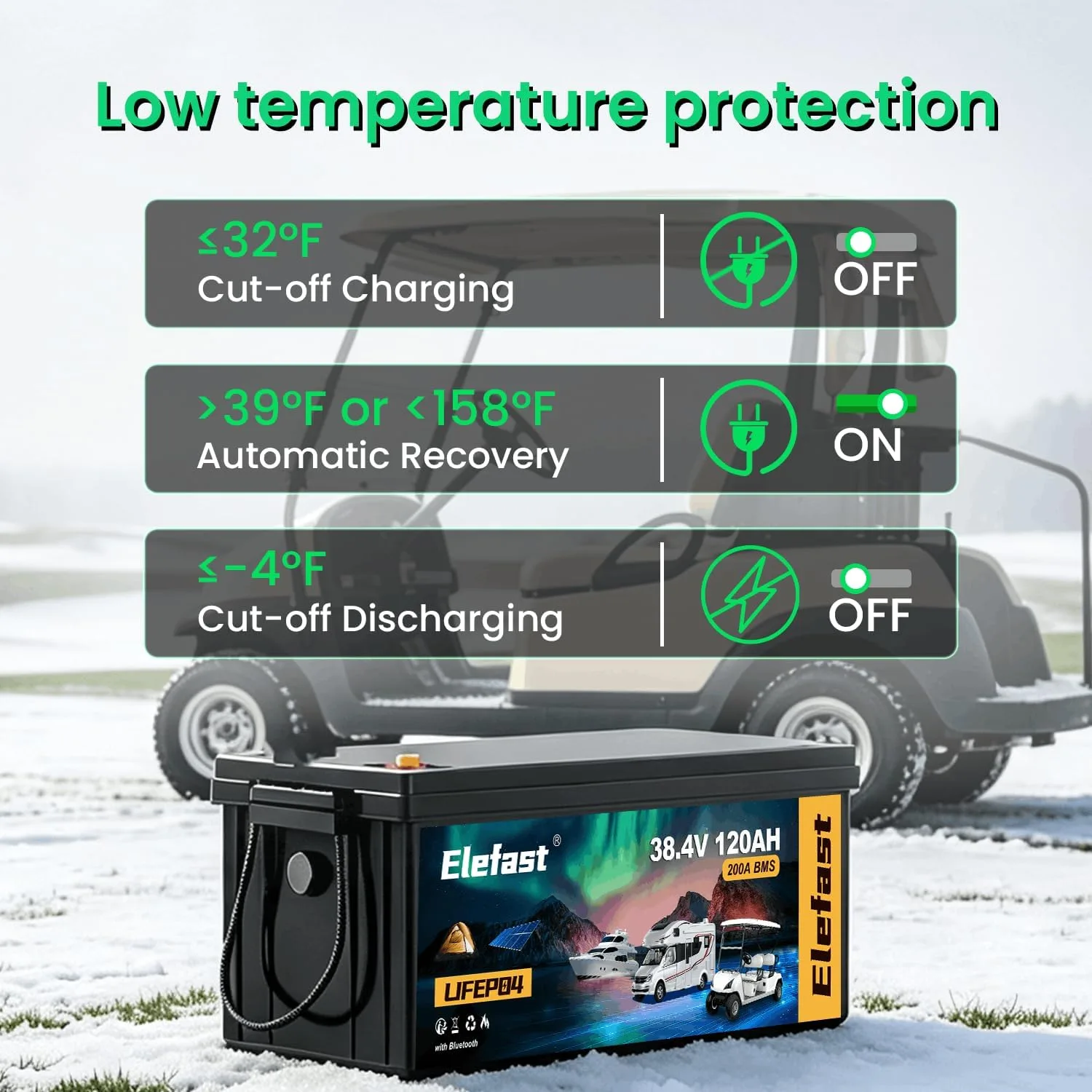 Elefast 120Ah 36V Lithium Golf Cart Battery Kit image 4