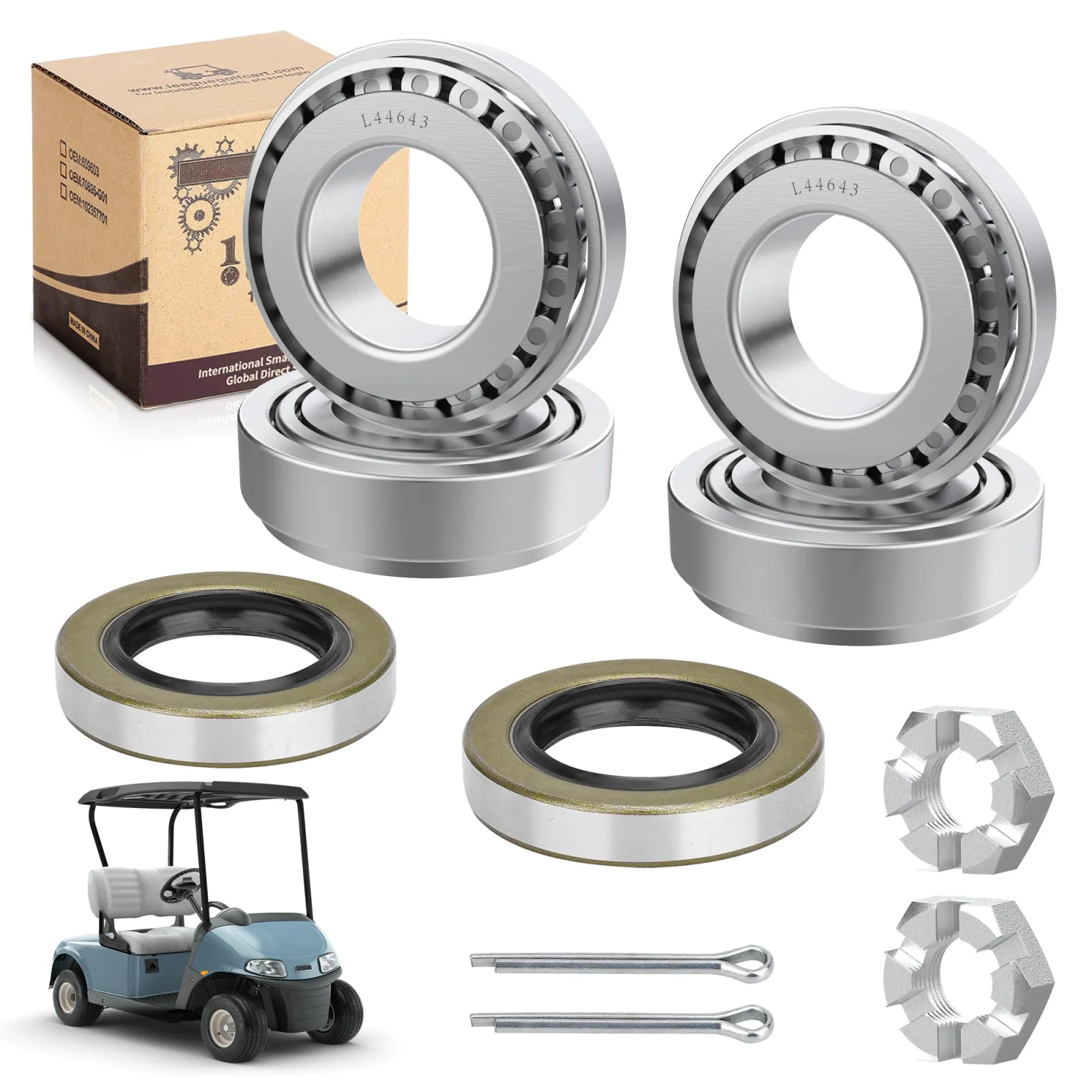 10L0L Front Wheel Hub Bearing & Oil Seal Kit for E-Z-GO TXT (50892-G1)