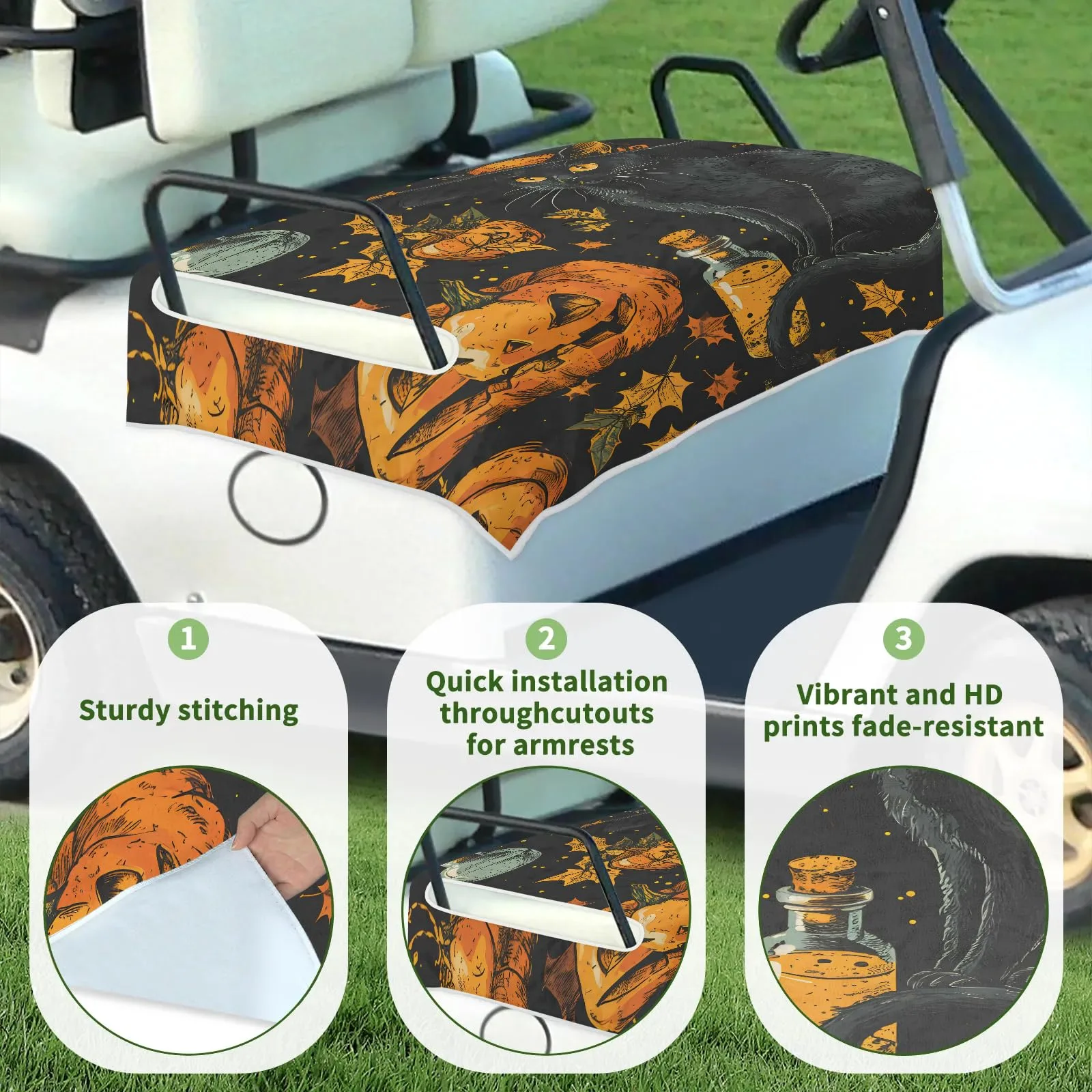 Tiveruda Halloween Black Kitten Golf Cart Seat Cover image 3