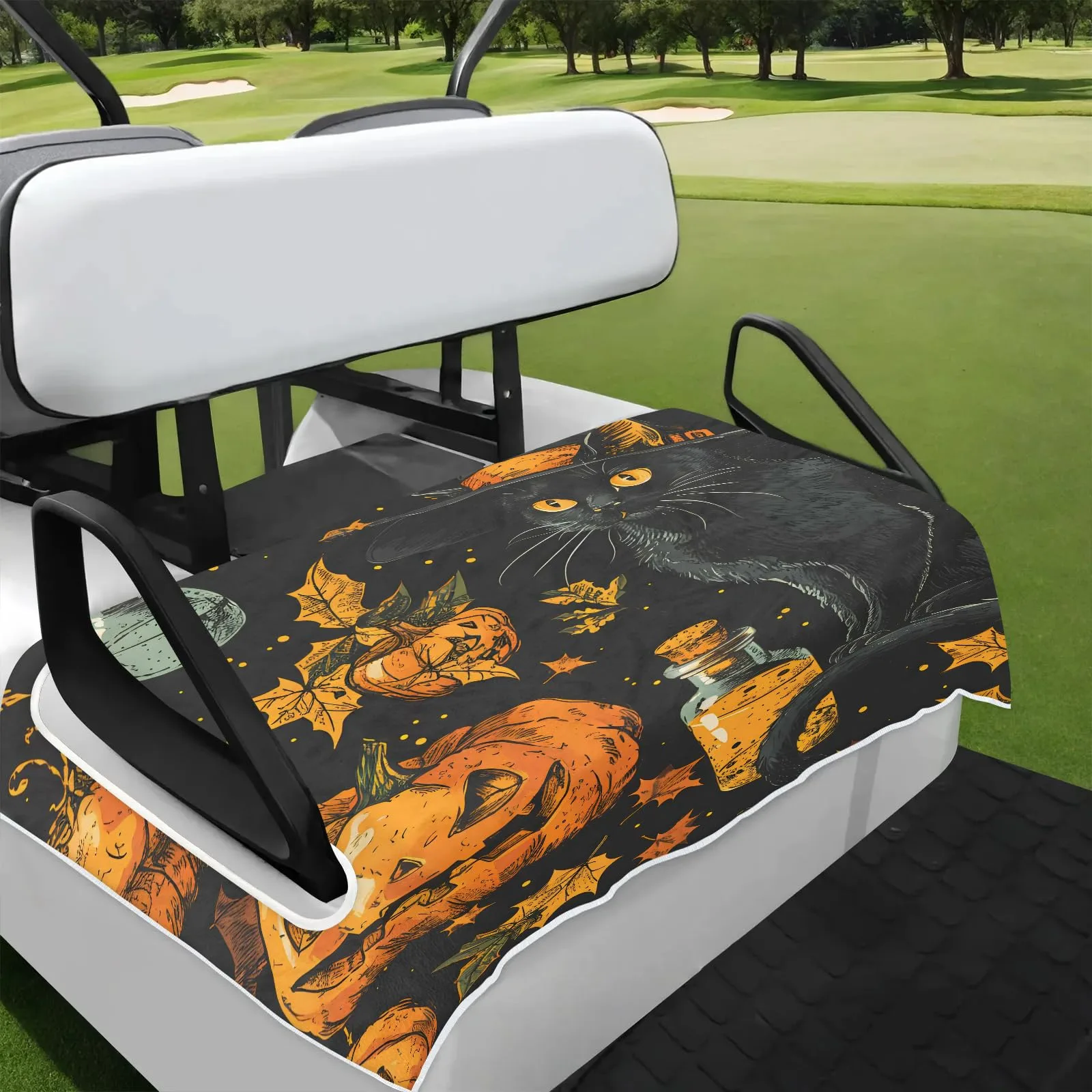 Tiveruda Halloween Black Kitten Golf Cart Seat Cover
