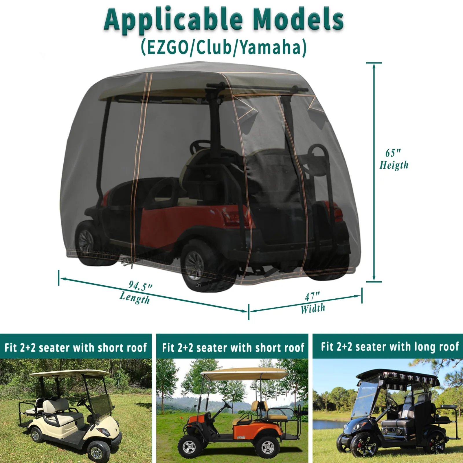 QYMOTO QYGLCCR240T 2-Passenger Golf Cart Cover image 2