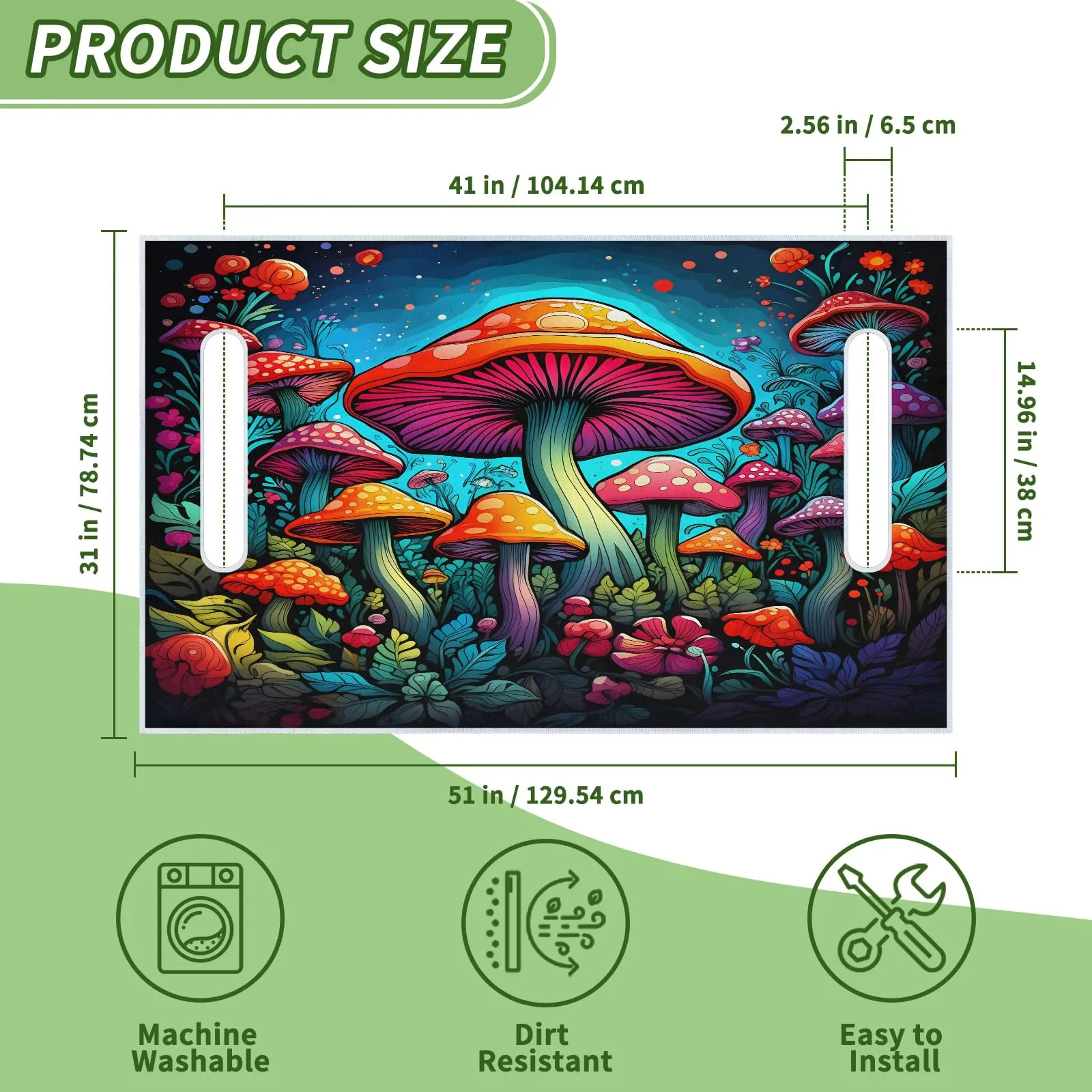 Tiveruda Fairy Forest Mushrooms Golf Cart Seat Cover 51" x 31" image 2