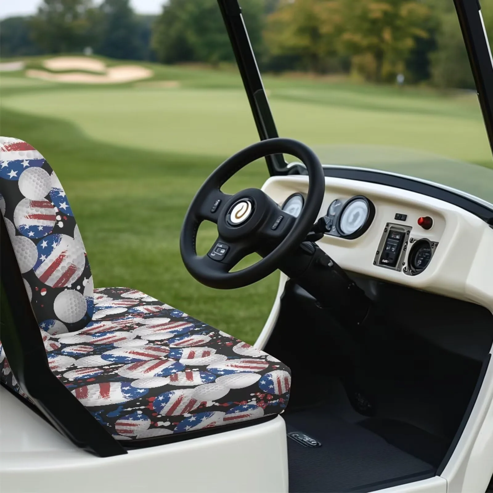 Whosucclay Golf Cart Seat Cover Kit, Golf Ball Print image 4