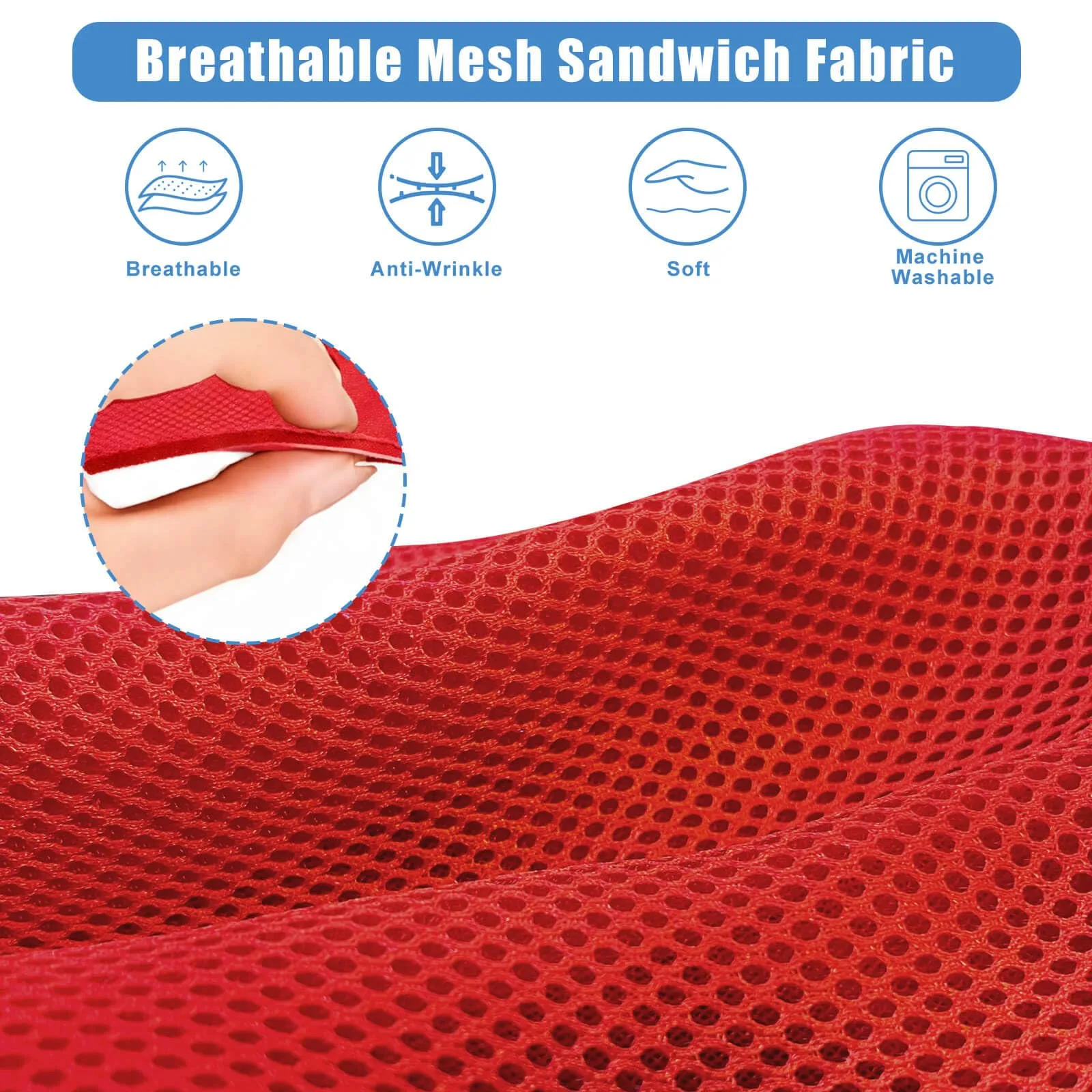 MOSNAI M641 Golf Cart Rear Seat Cover - Red image 2