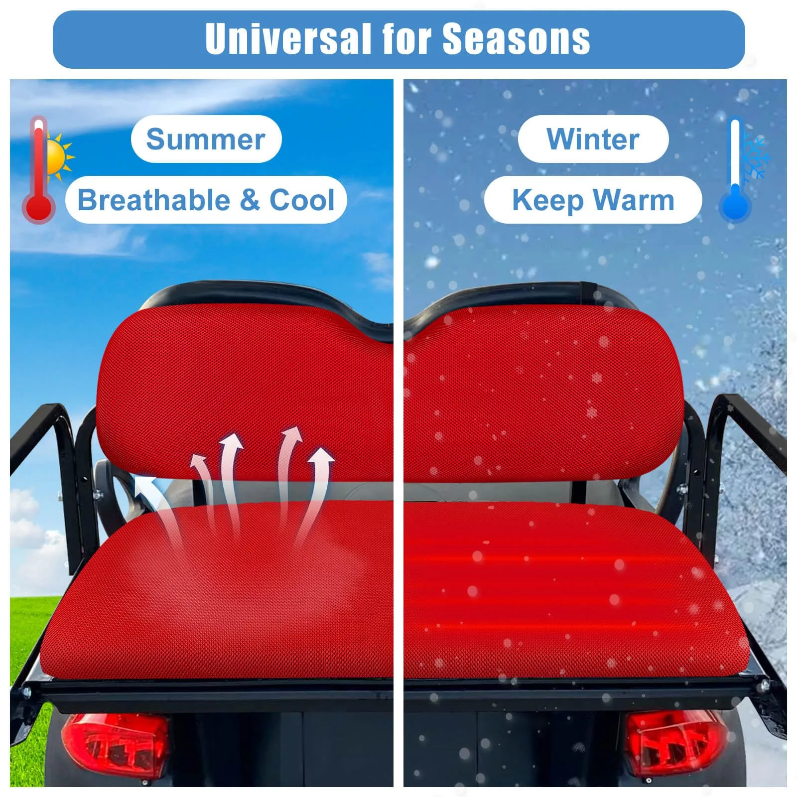 MOSNAI M641 Golf Cart Rear Seat Cover - Red image 4