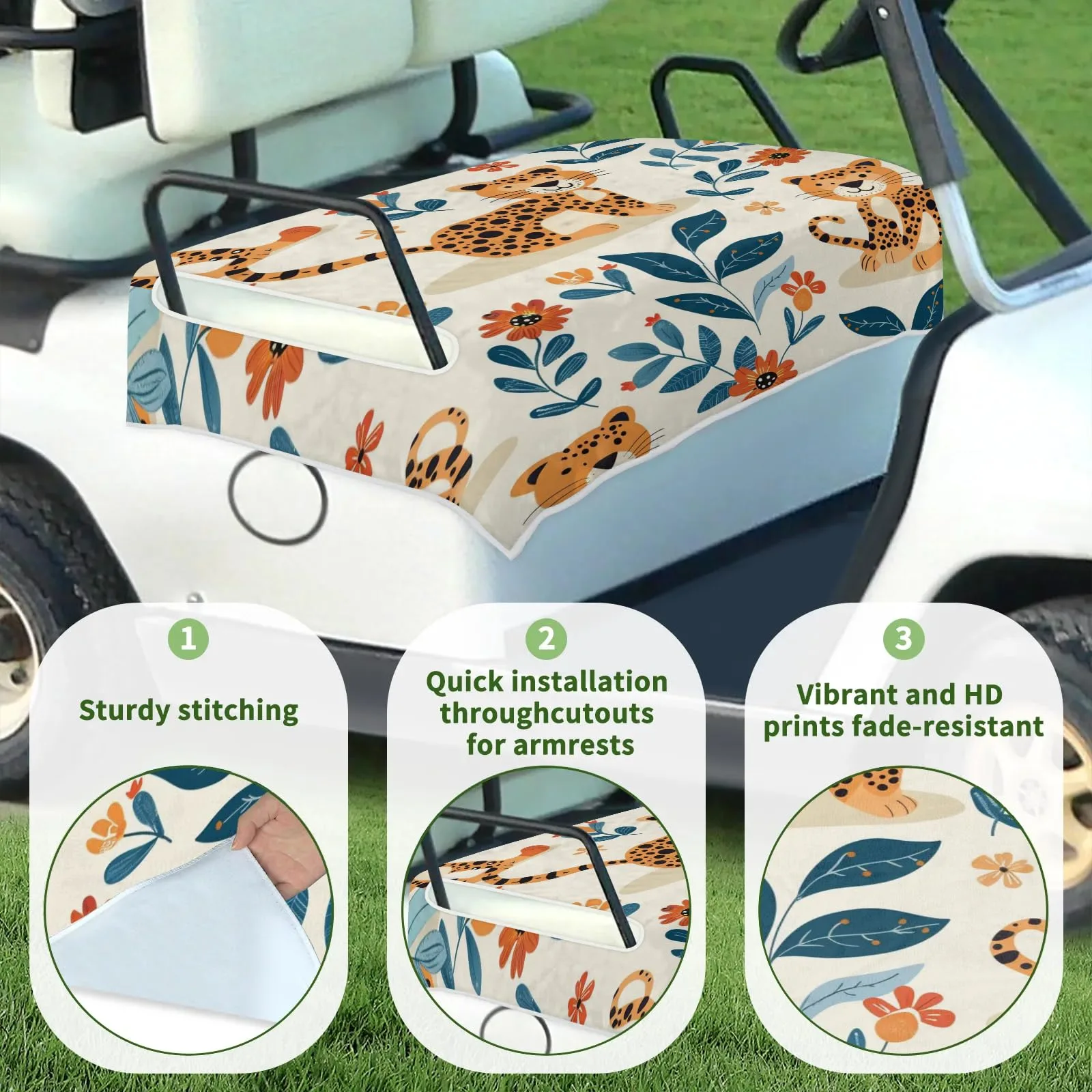 Tiveruda Leopard Golf Cart Seat Cover, 51 x 31 in image 3