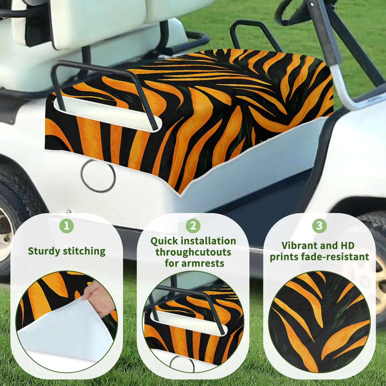 Tiveruda Zebra Golf Cart Seat Cover for Double Seats image 3