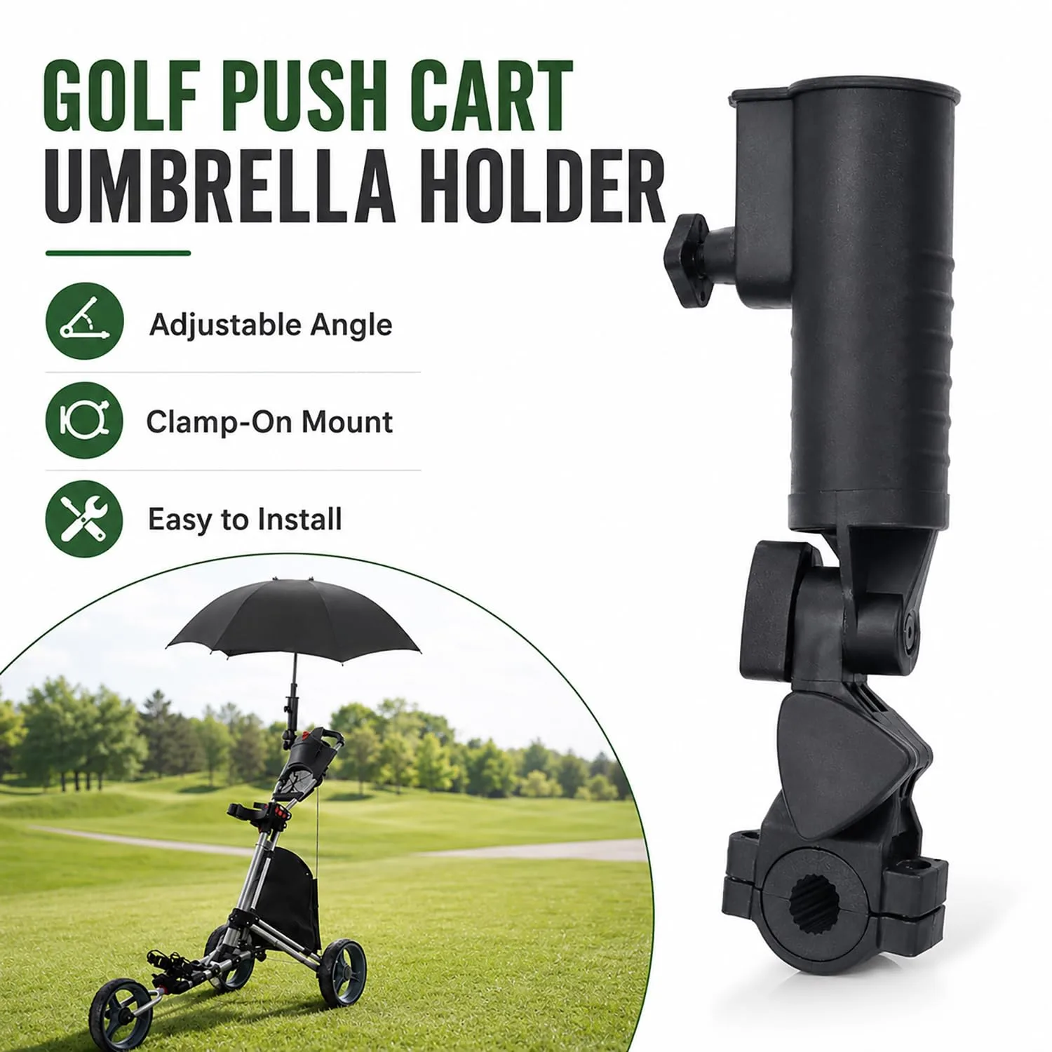 OPSNCHZ Umbrella Holder for Qwik-Fold Compact Cart (2021–2026) - Clamp Mount image 3