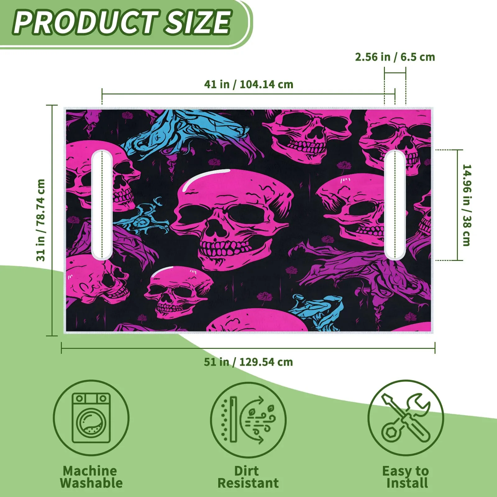 Tiveruda Halloween Skull Golf Cart Seat Cover 51 x 31 image 2