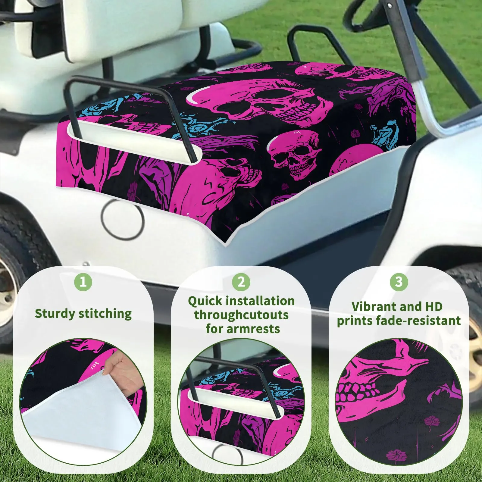 Tiveruda Halloween Skull Golf Cart Seat Cover 51 x 31 image 3
