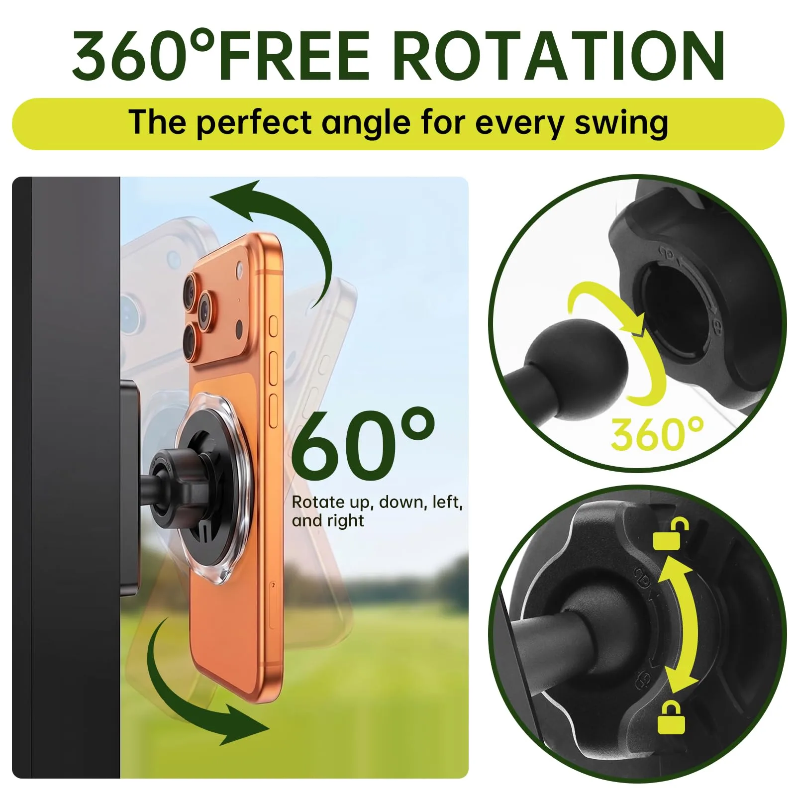 Lifexciting Magnetic Phone Holder for Golf Cart — 8 N52 Magnets, 360° image 4