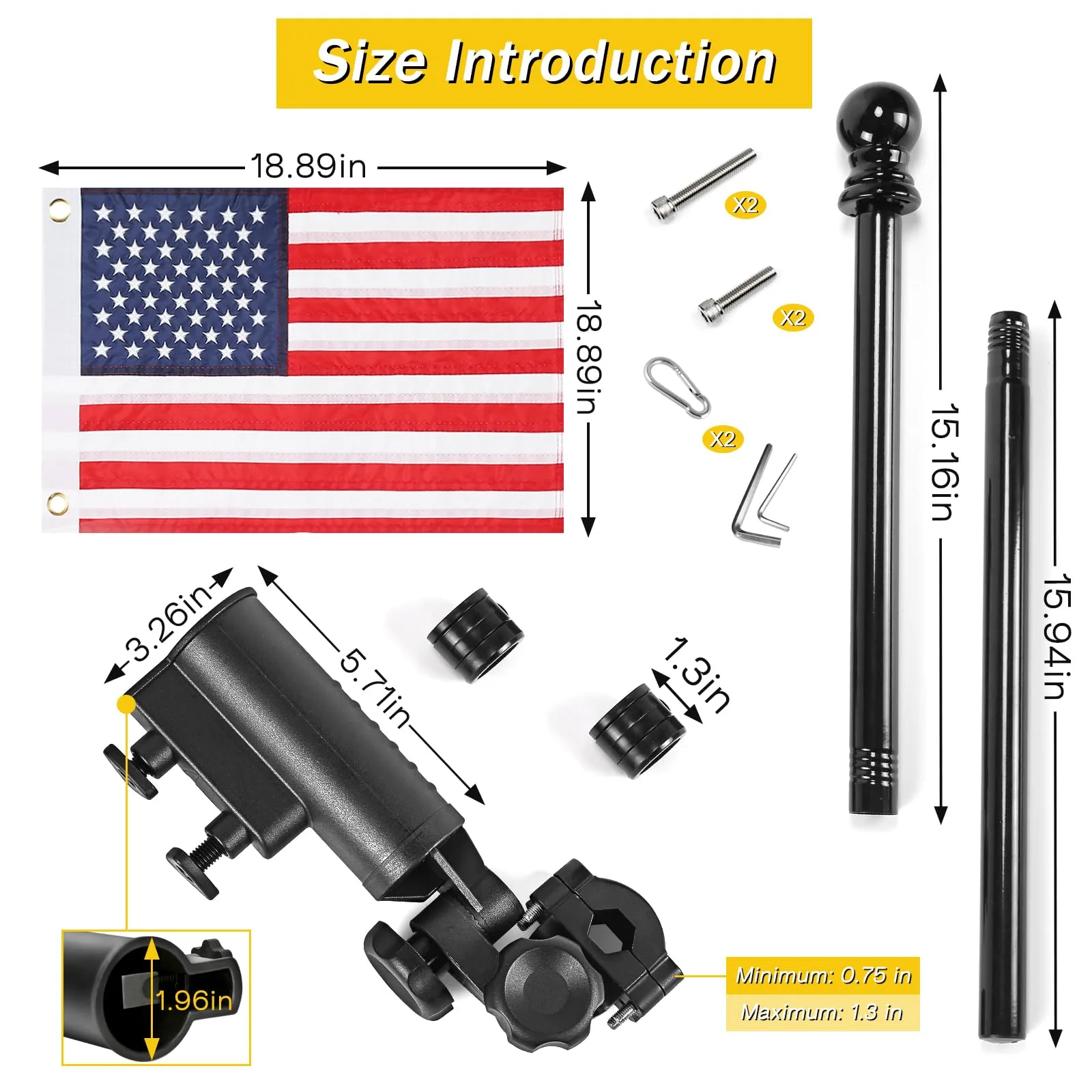 SANXIACAR Golf Cart Flag Holder with American Flag Kit image 2