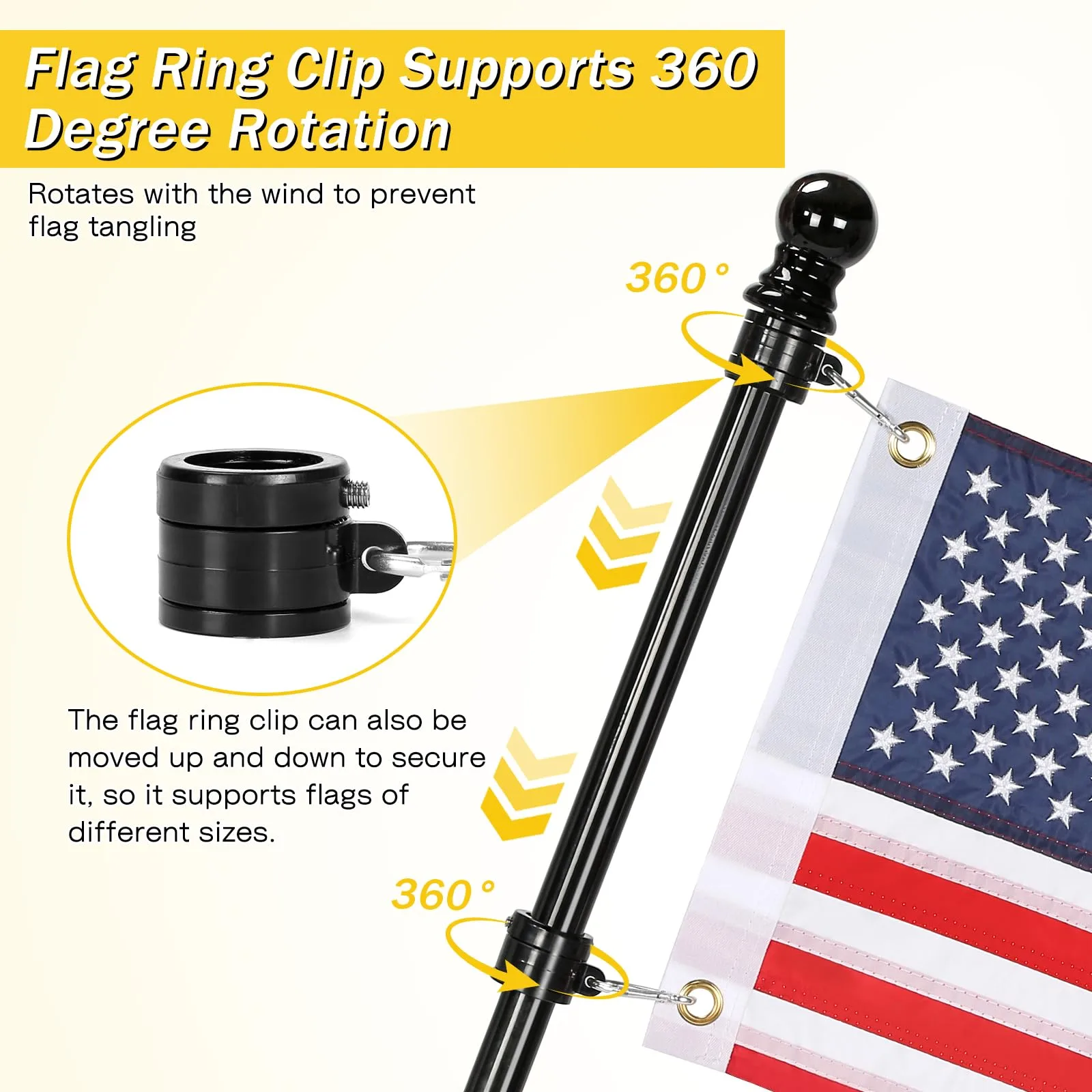 SANXIACAR Golf Cart Flag Holder with American Flag Kit image 3