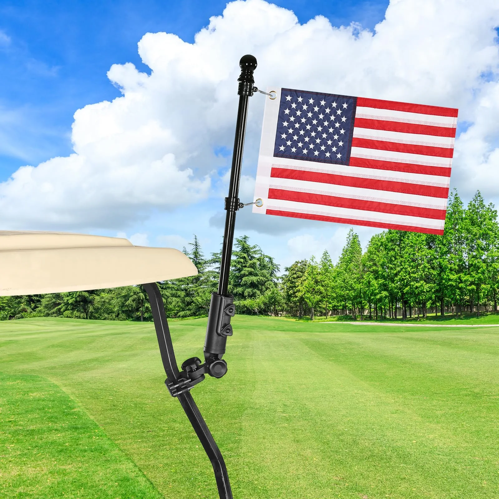 SANXIACAR Golf Cart Flag Holder with American Flag Kit