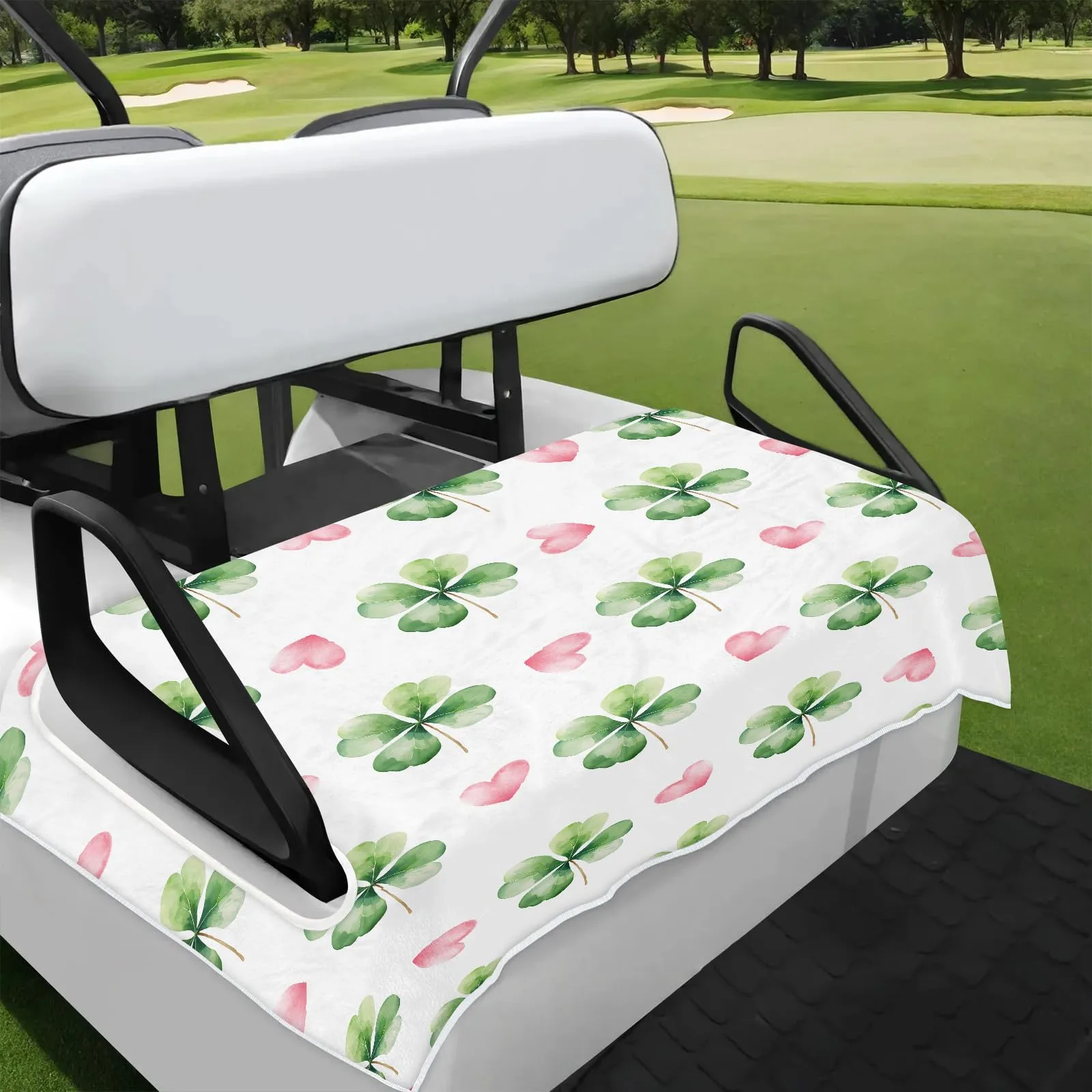 Tiveruda Three Leaf Clovers Golf Cart Seat Cover