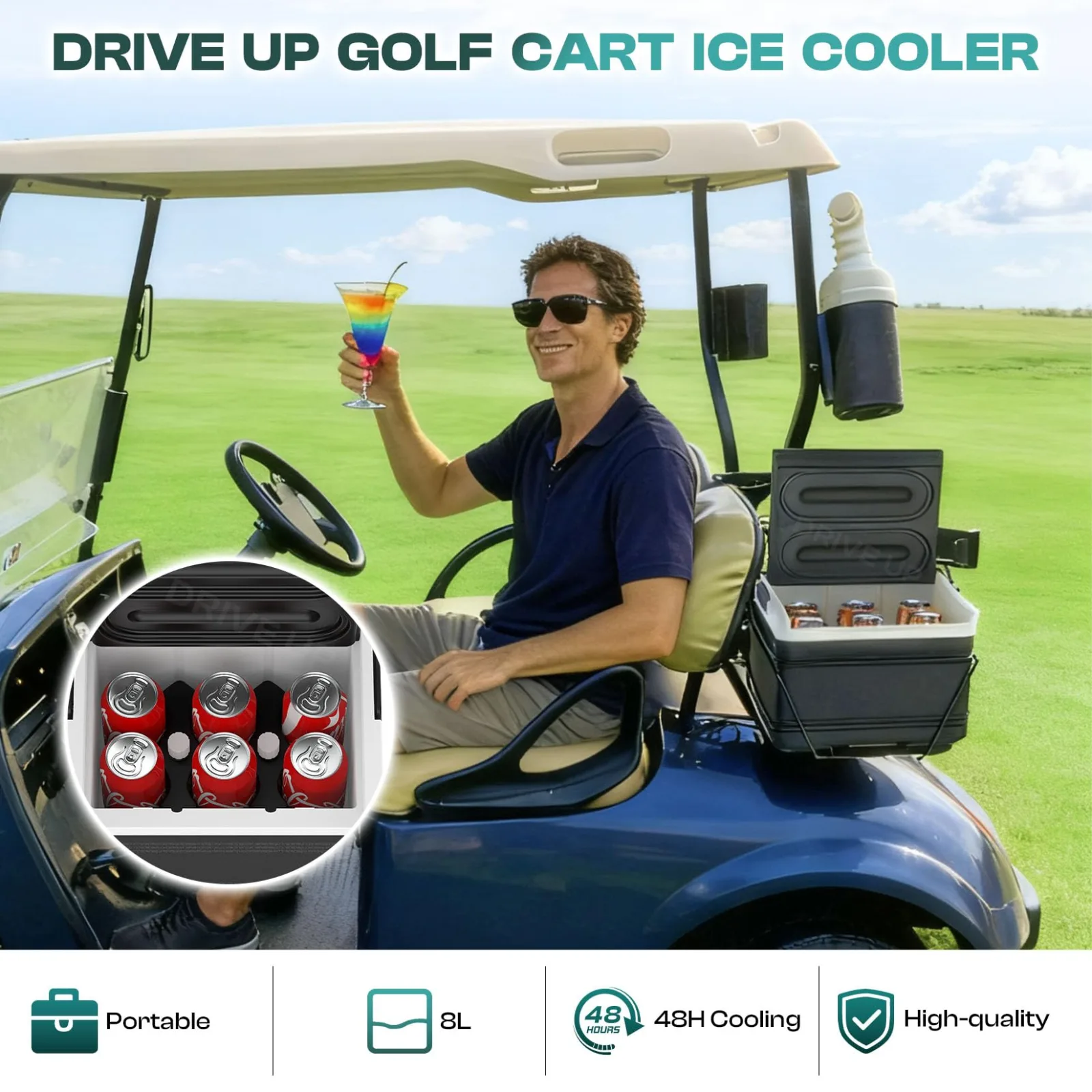 DRIVE UP Golf Cart Cooler with Mounting Bracket DU00098 image 4