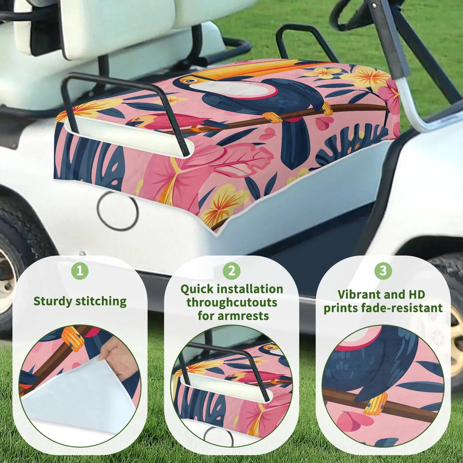 Tiveruda Golf Cart Seat Cover for Double Seats, 51 x 31 in image 3